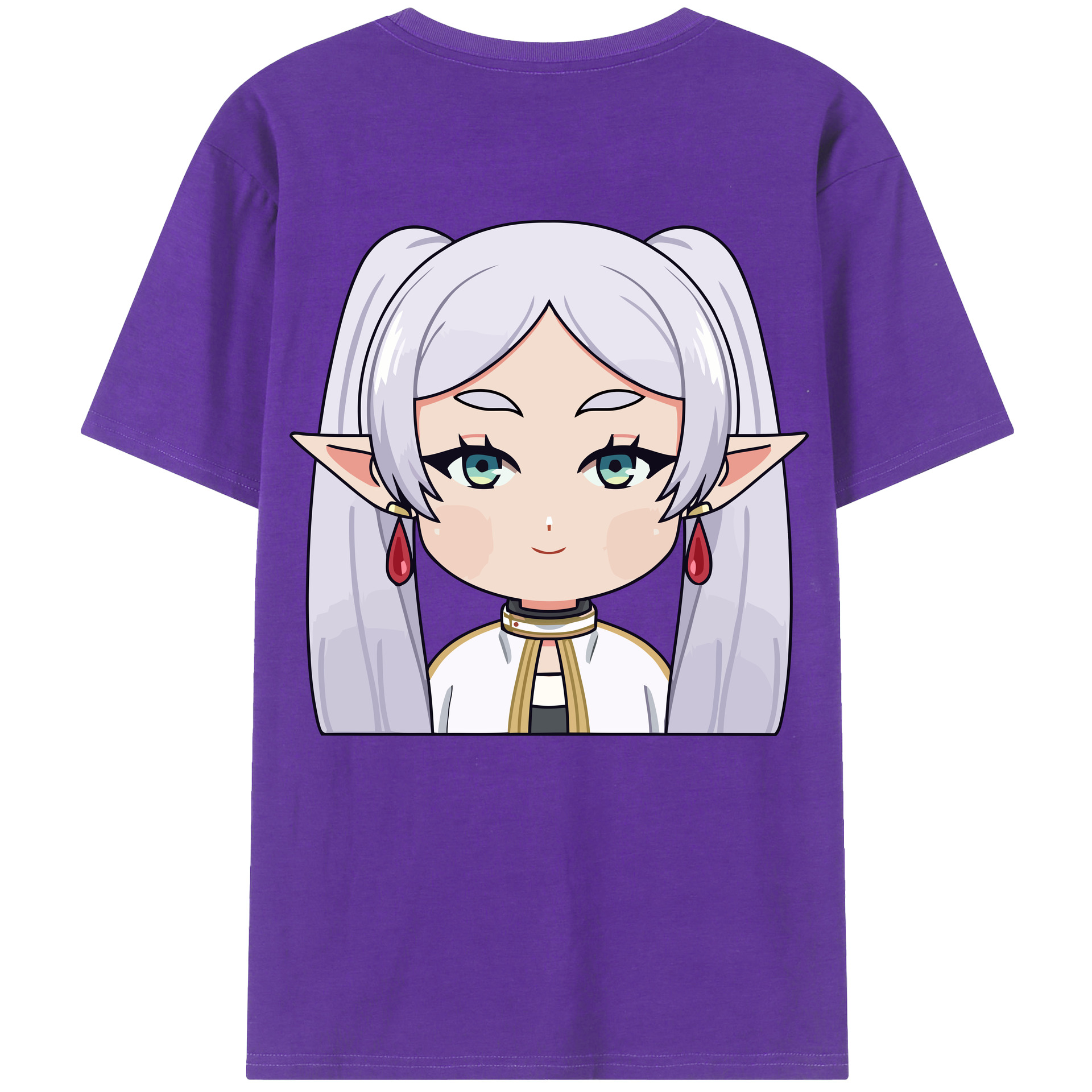 （画像用） 葬送のフリーレン Frieren 綿100％ メンズ半袖Tシャツ（バックプリント） 通気性