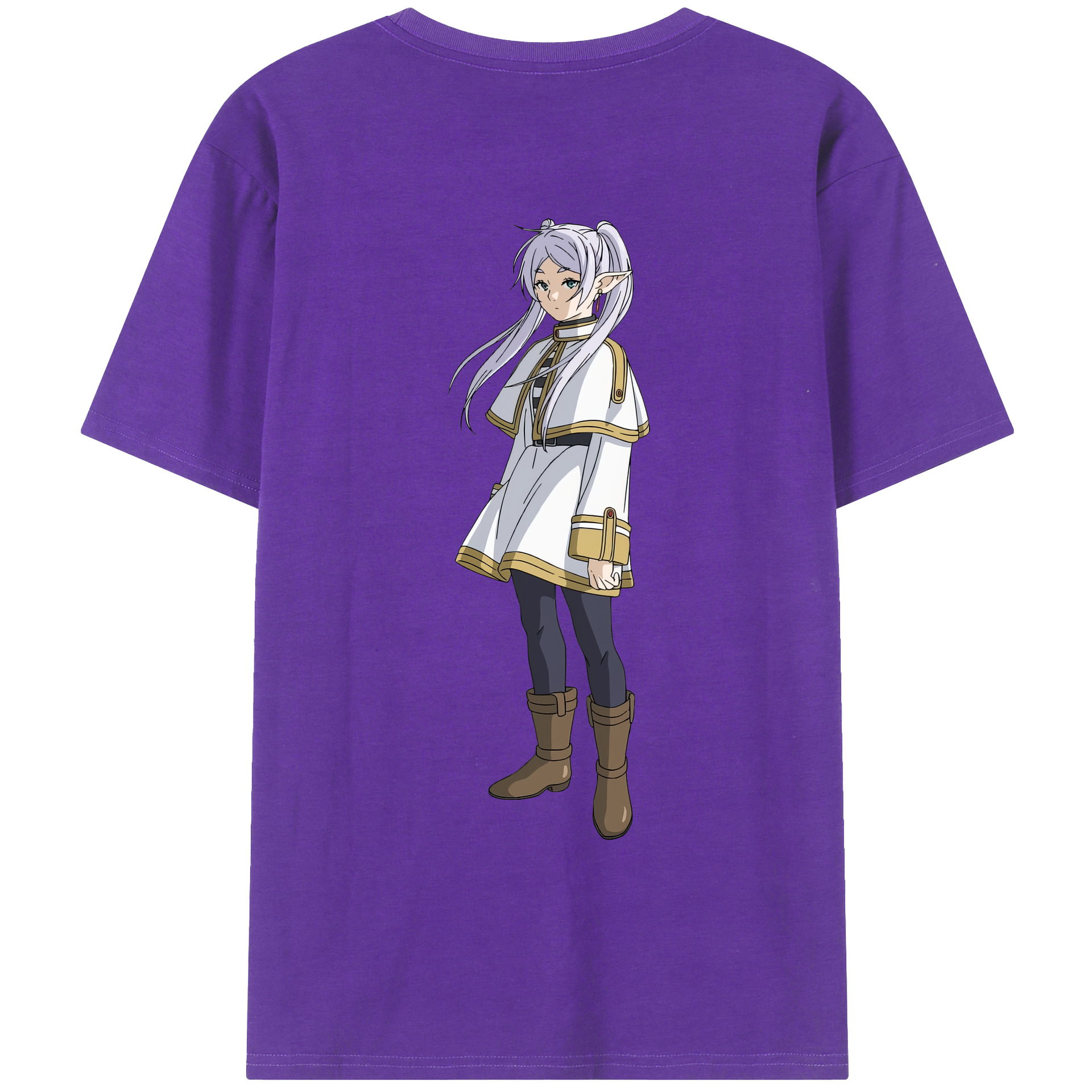（画像用） 葬送のフリーレン Frieren 綿100％ メンズ半袖Tシャツ（バックプリント） 通気性