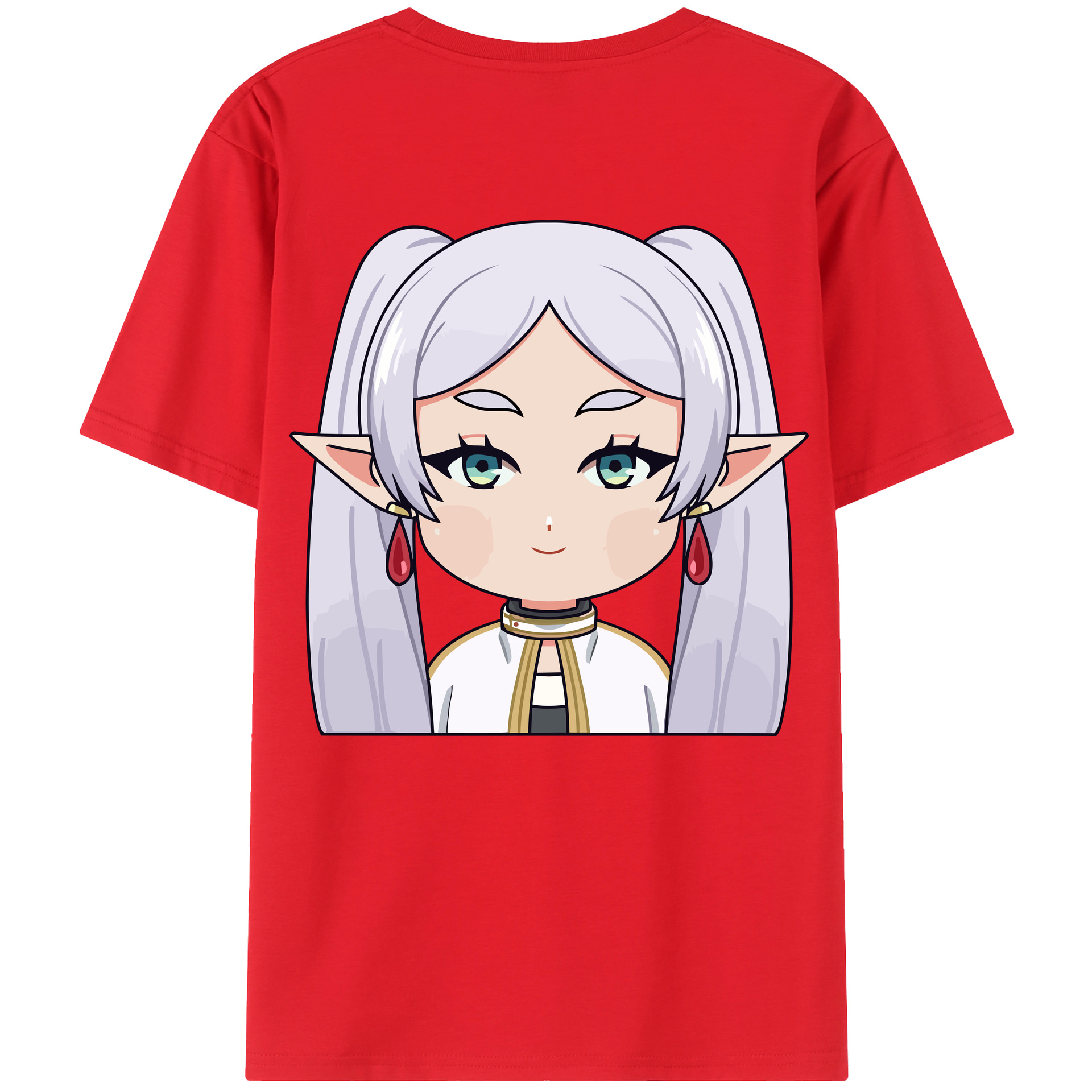 （画像用） 葬送のフリーレン Frieren 綿100％ メンズ半袖Tシャツ（バックプリント） 通気性