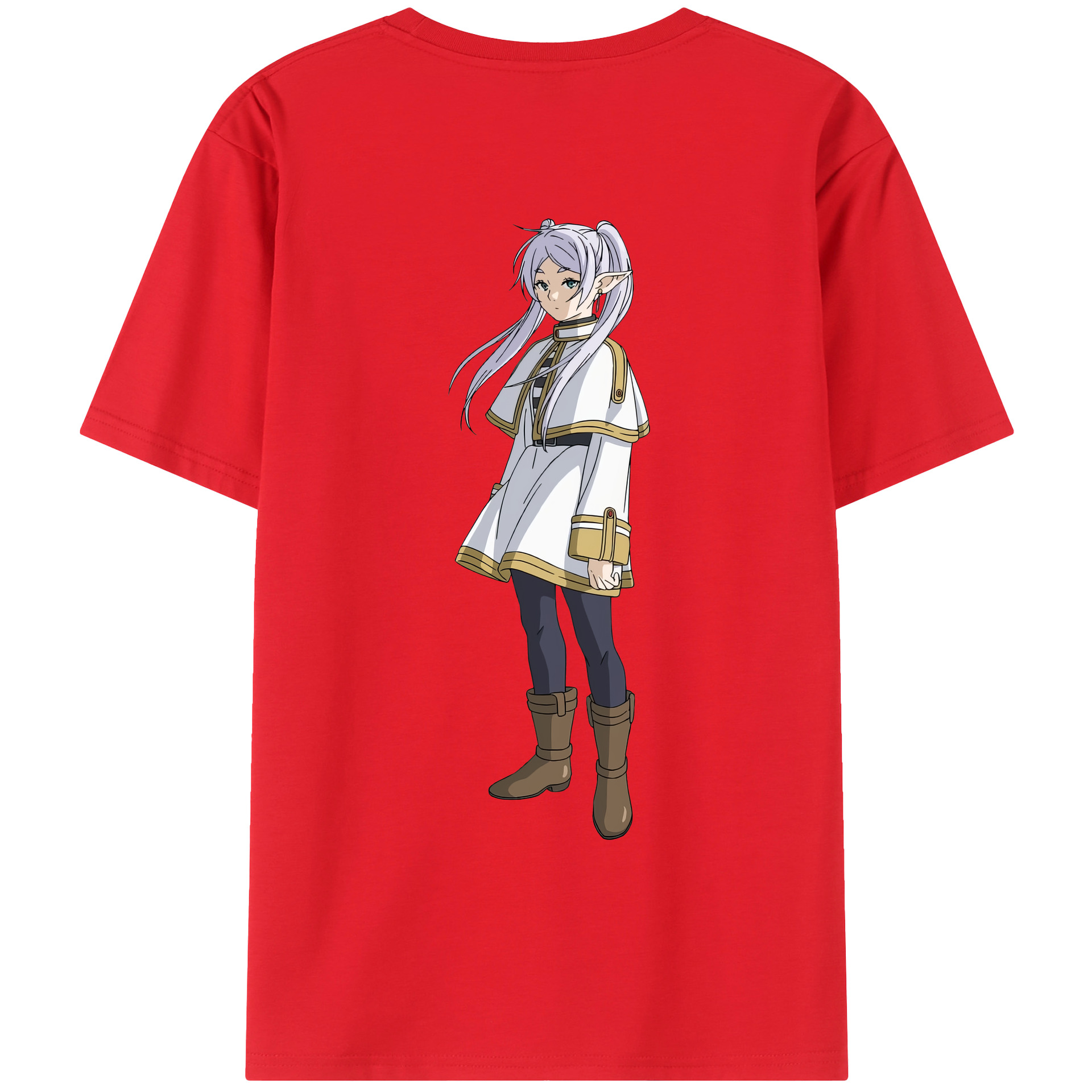 （画像用） 葬送のフリーレン Frieren 綿100％ メンズ半袖Tシャツ（バックプリント） 通気性