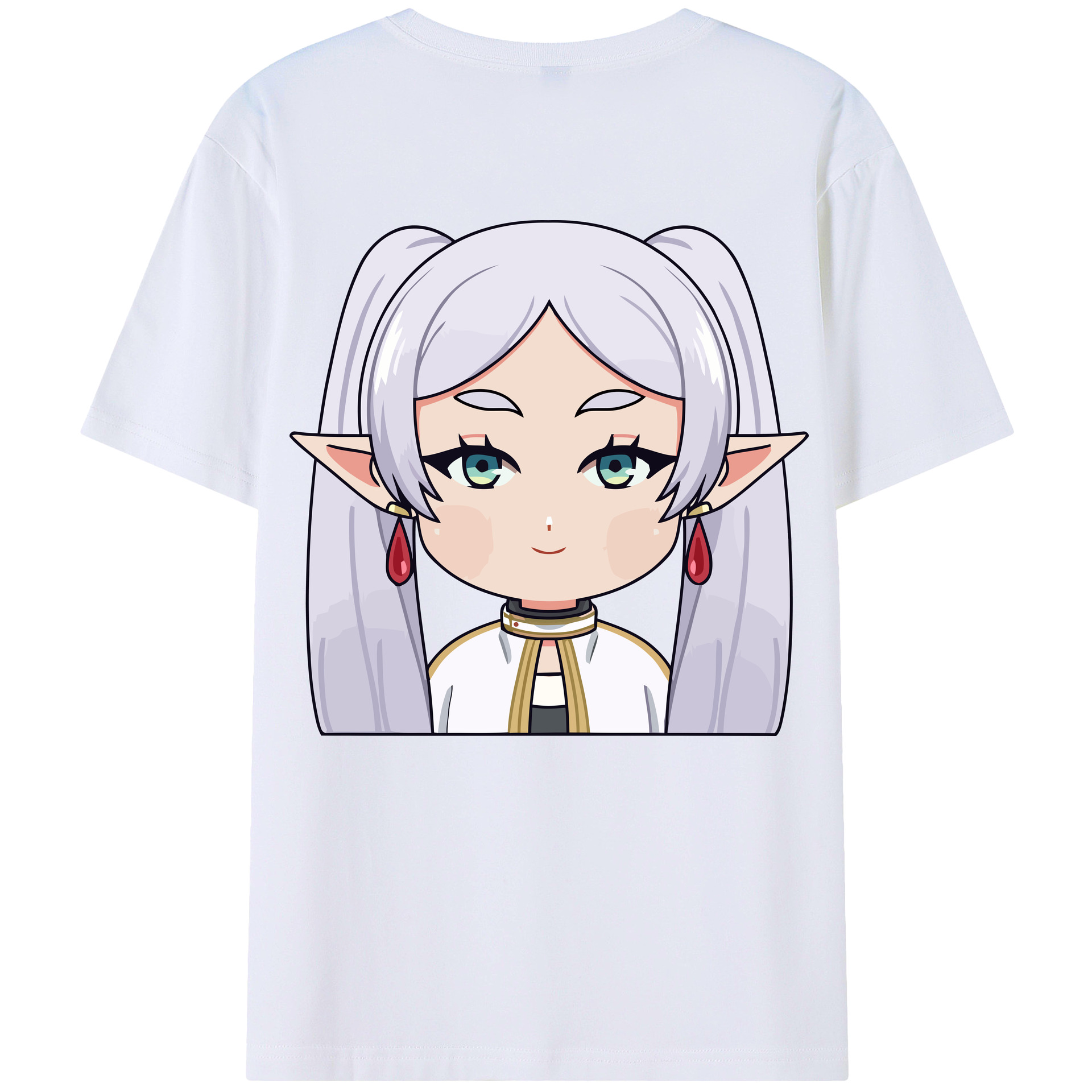 （画像用） 葬送のフリーレン Frieren 綿100％ メンズ半袖Tシャツ（バックプリント） 通気性