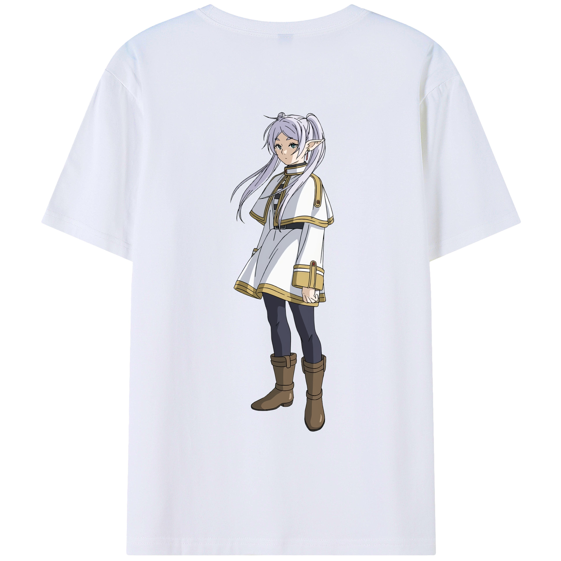 （画像用） 葬送のフリーレン Frieren 綿100％ メンズ半袖Tシャツ（バックプリント） 通気性