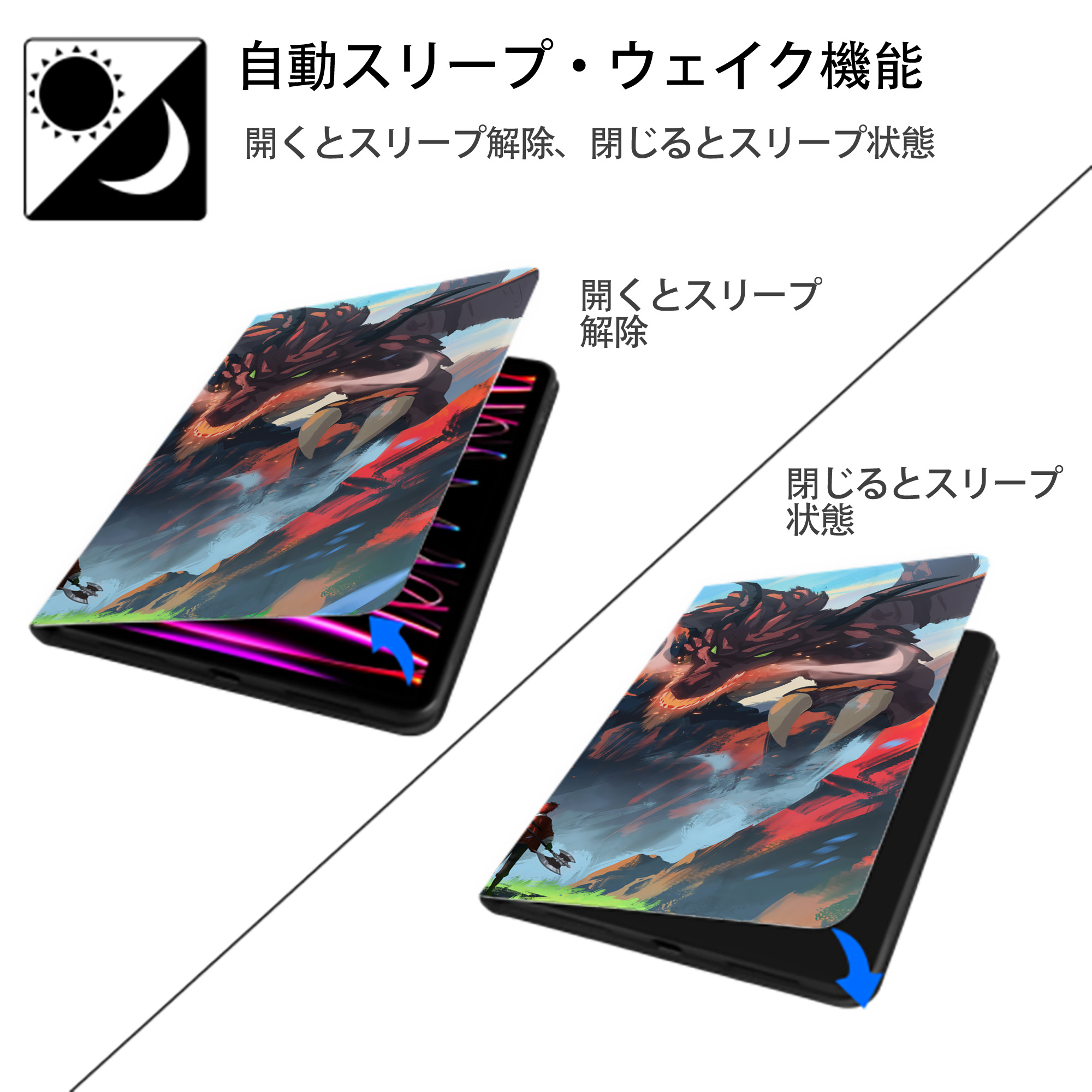 葬送のフリーレン Frieren IPad ケース ブック型 PUレザー TPU 耐衝撃 軽量 薄型 ペン収納なし 全面保護 IPad 各モデル対応