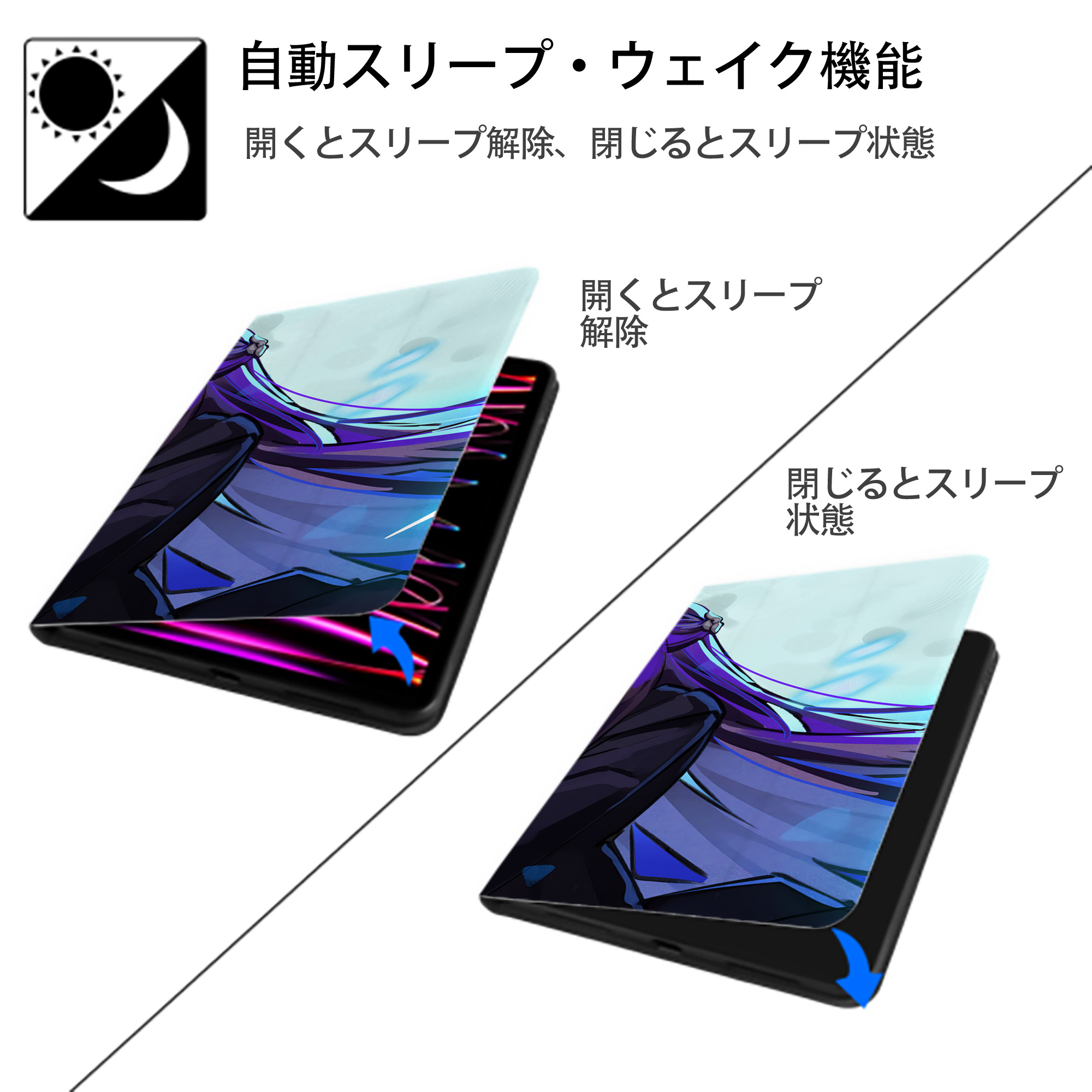 葬送のフリーレン Frieren IPad ケース ブック型 PUレザー TPU 耐衝撃 軽量 薄型 ペン収納なし 全面保護 IPad 各モデル対応