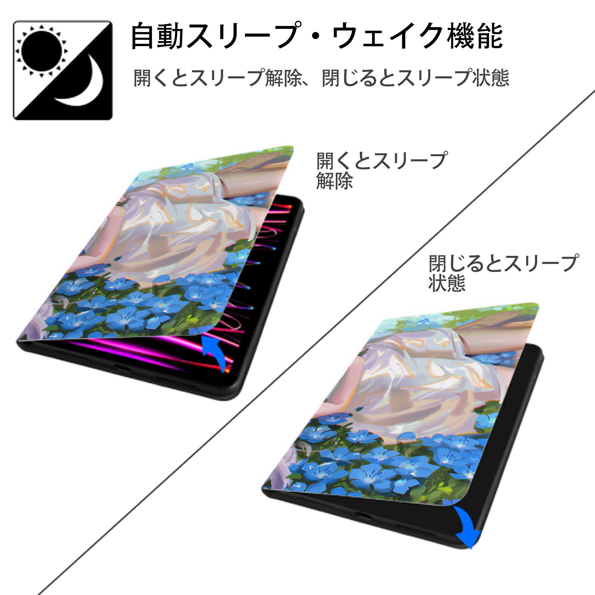 葬送のフリーレン Frieren IPad ケース ブック型 PUレザー TPU 耐衝撃 軽量 薄型 ペン収納なし 全面保護 IPad 各モデル対応