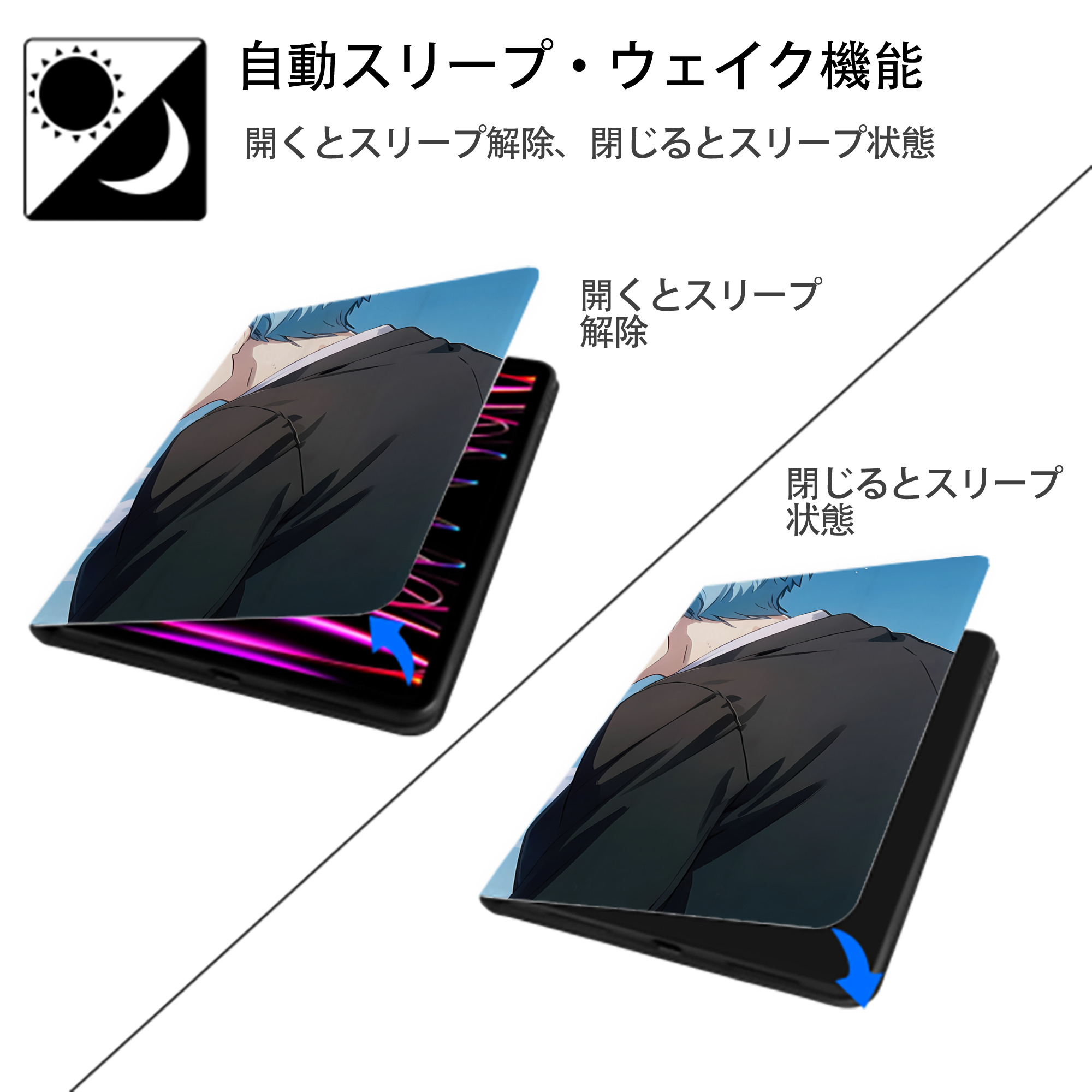 葬送のフリーレン Frieren IPad ケース ブック型 PUレザー TPU 耐衝撃 軽量 薄型 ペン収納なし 全面保護 IPad 各モデル対応