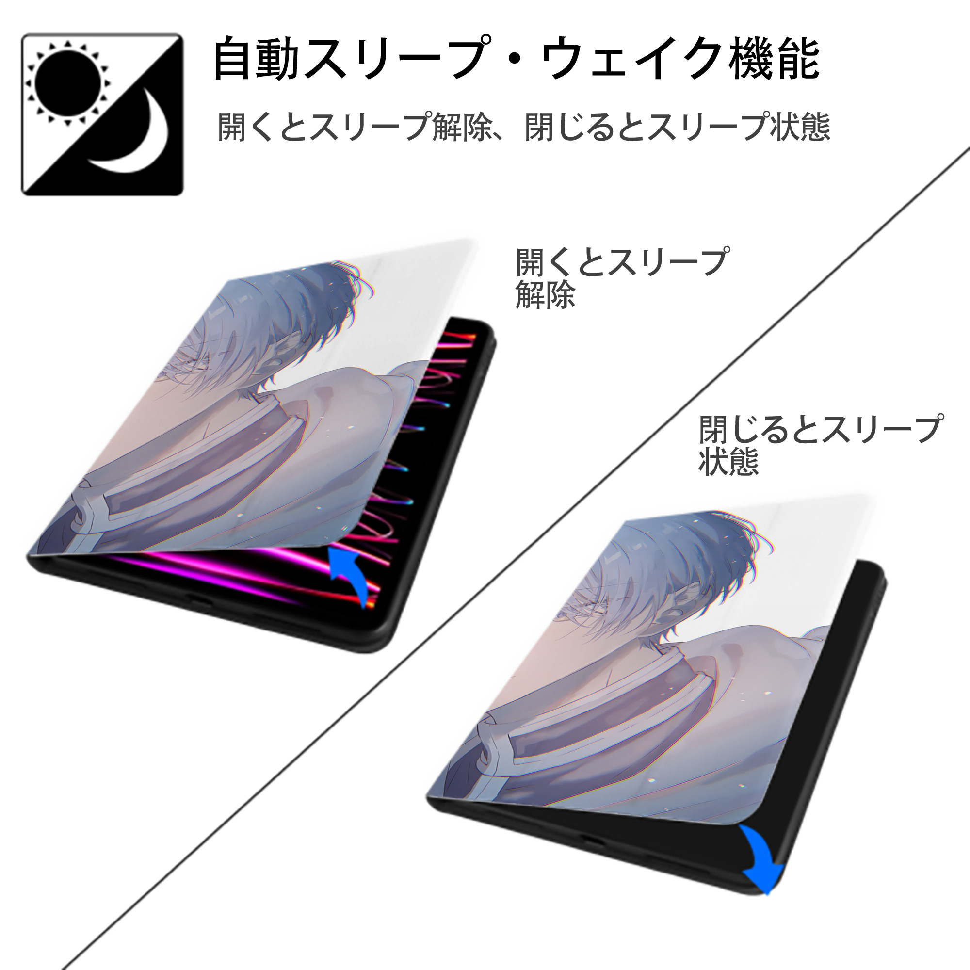 葬送のフリーレン Frieren IPad ケース ブック型 PUレザー TPU 耐衝撃 軽量 薄型 ペン収納なし 全面保護 IPad 各モデル対応