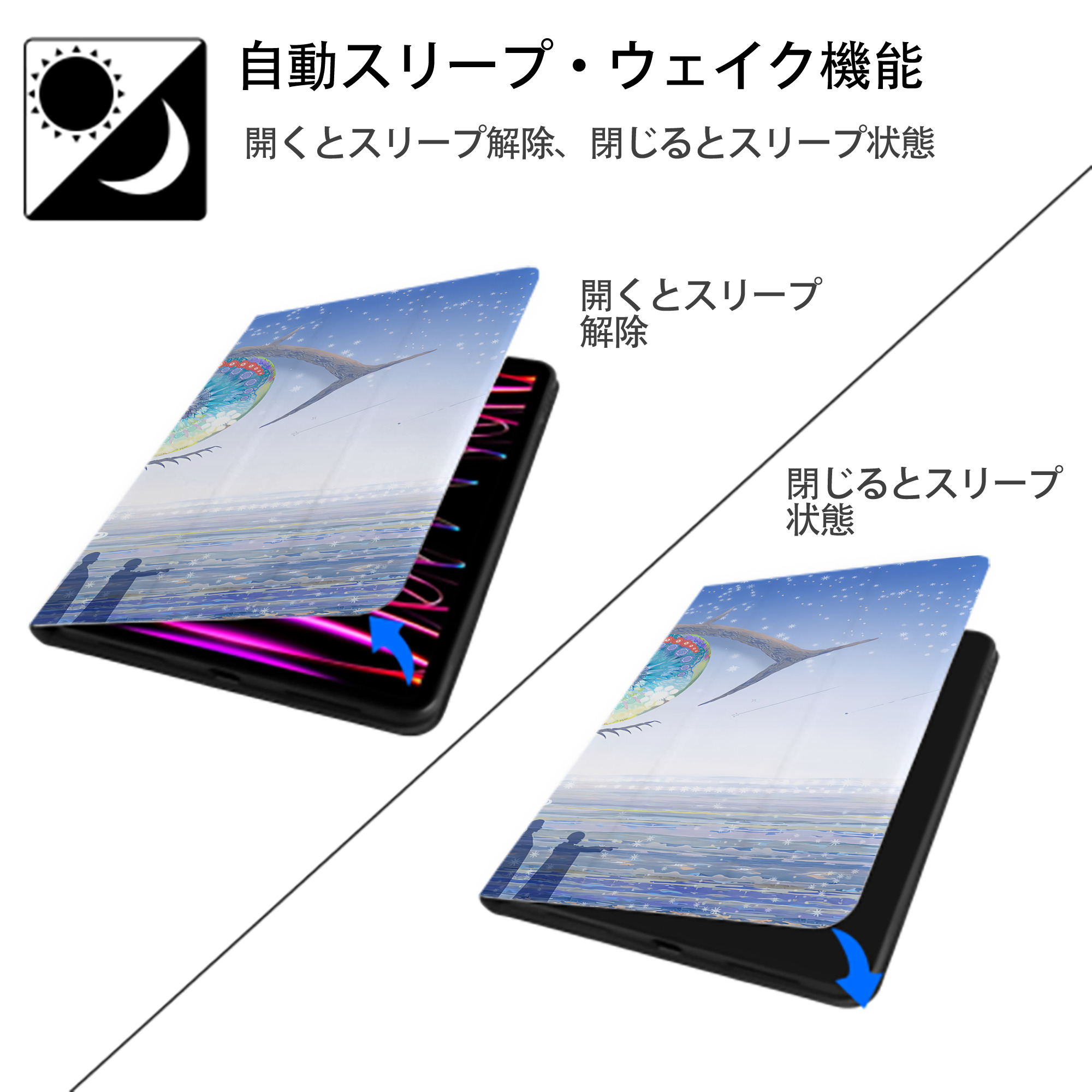 葬送のフリーレン Frieren IPad ケース ブック型 PUレザー TPU 耐衝撃 軽量 薄型 ペン収納なし 全面保護 IPad 各モデル対応