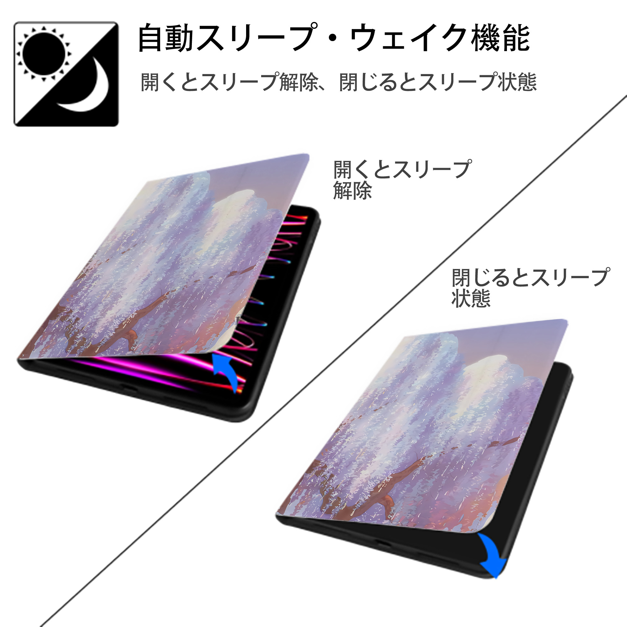 葬送のフリーレン Frieren IPad ケース ブック型 PUレザー TPU 耐衝撃 軽量 薄型 ペン収納なし 全面保護 IPad 各モデル対応