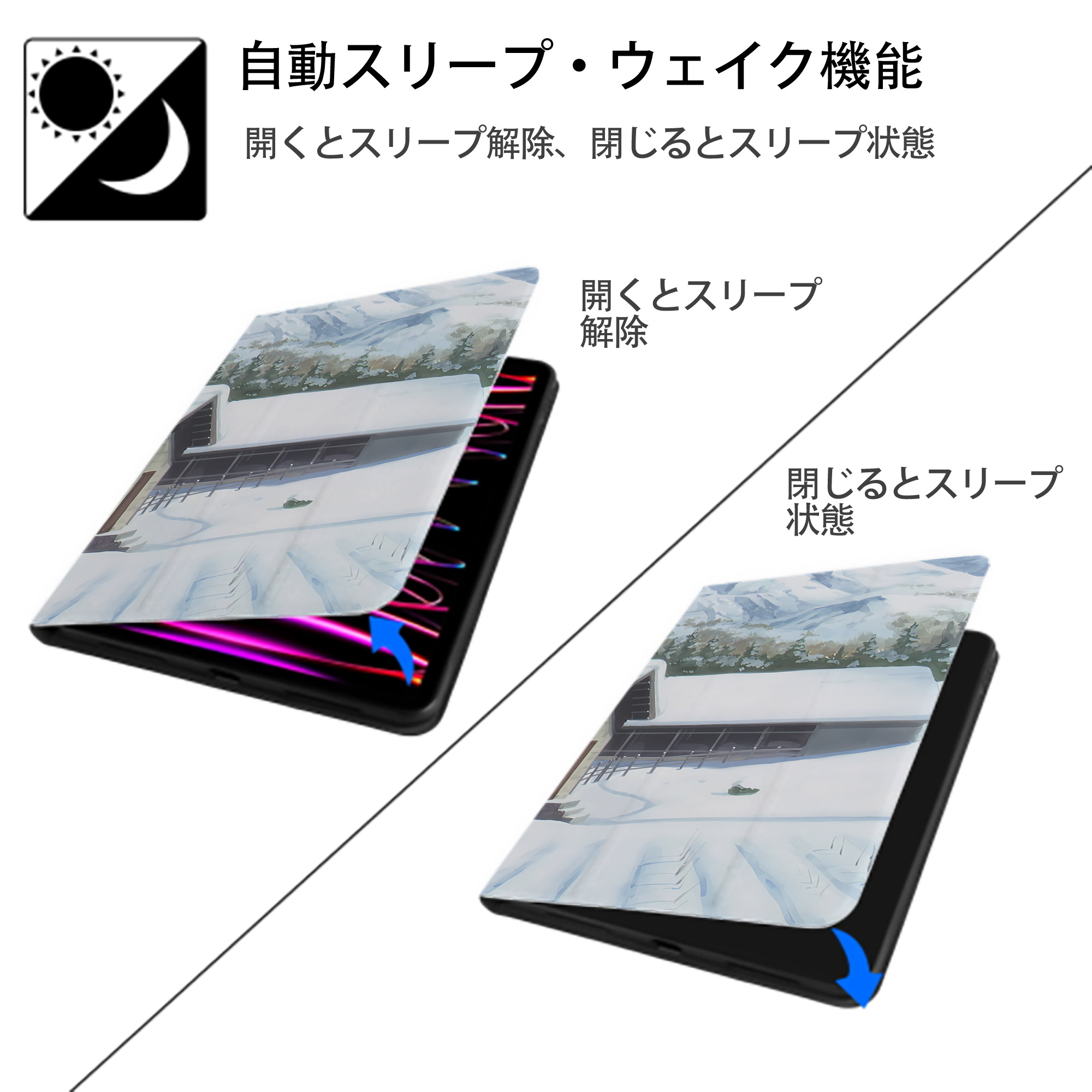 葬送のフリーレン Frieren IPad ケース ブック型 PUレザー TPU 耐衝撃 軽量 薄型 ペン収納なし 全面保護 IPad 各モデル対応