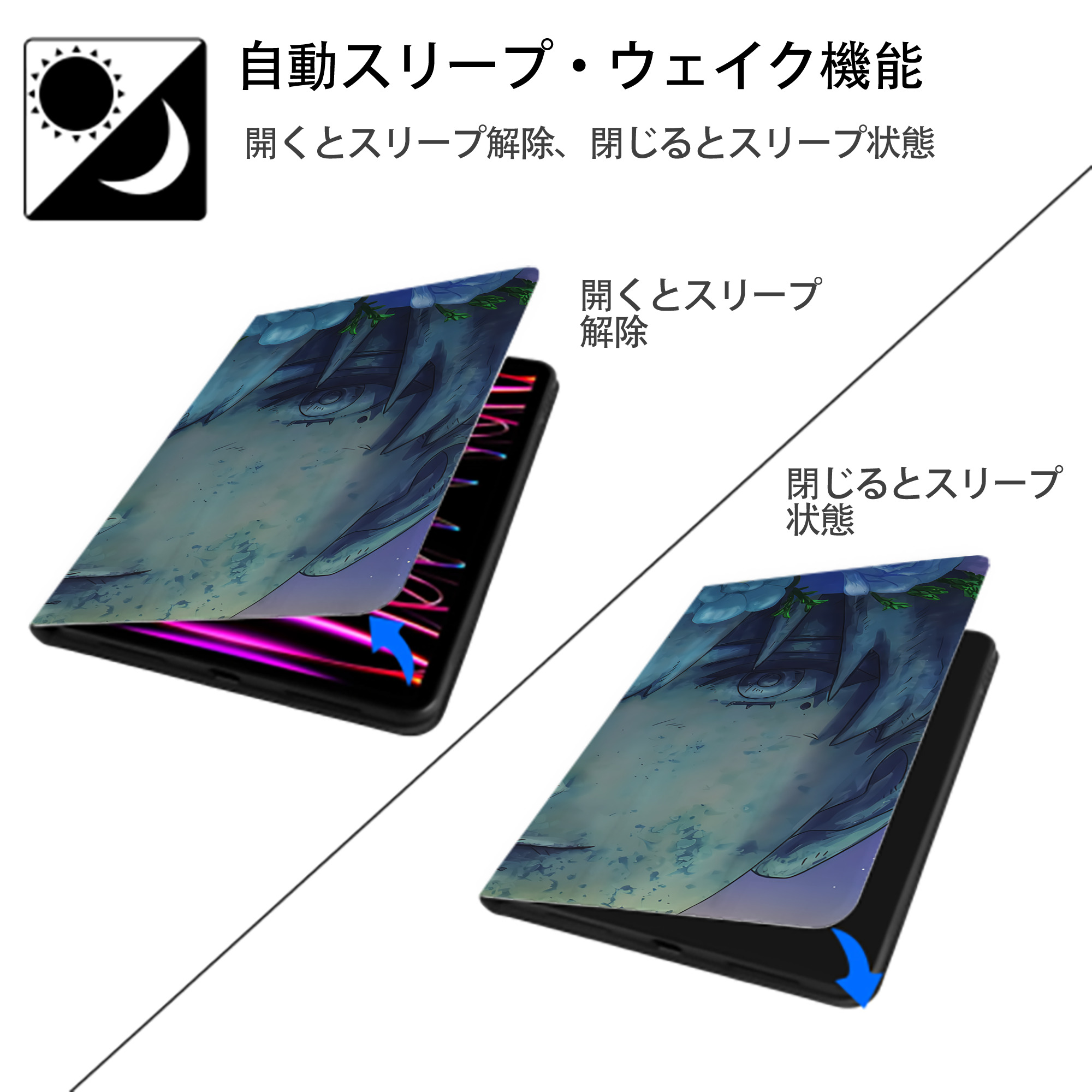 葬送のフリーレン Frieren IPad ケース ブック型 PUレザー TPU 耐衝撃 軽量 薄型 ペン収納なし 全面保護 IPad 各モデル対応