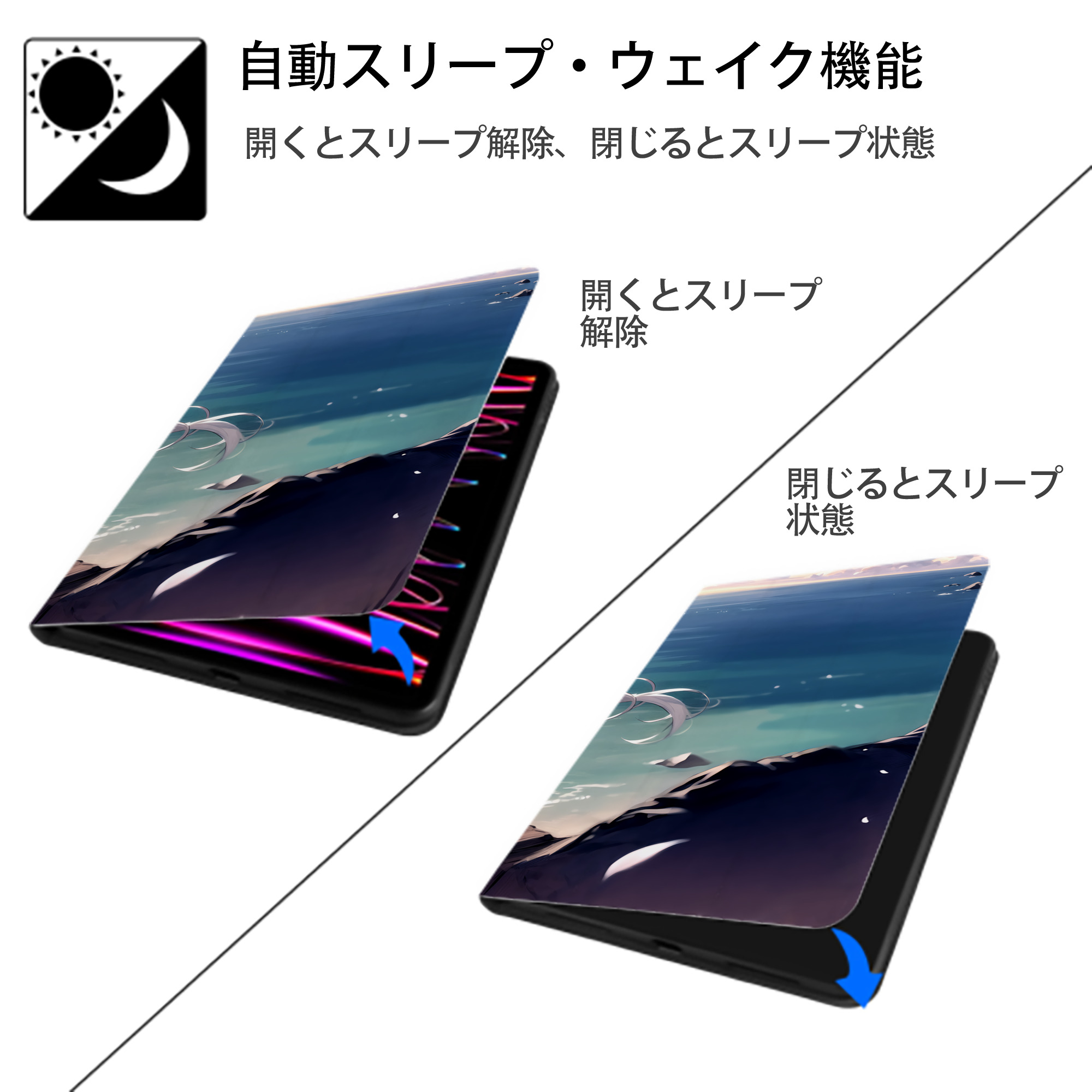 葬送のフリーレン Frieren IPad ケース ブック型 PUレザー TPU 耐衝撃 軽量 薄型 ペン収納なし 全面保護 IPad 各モデル対応