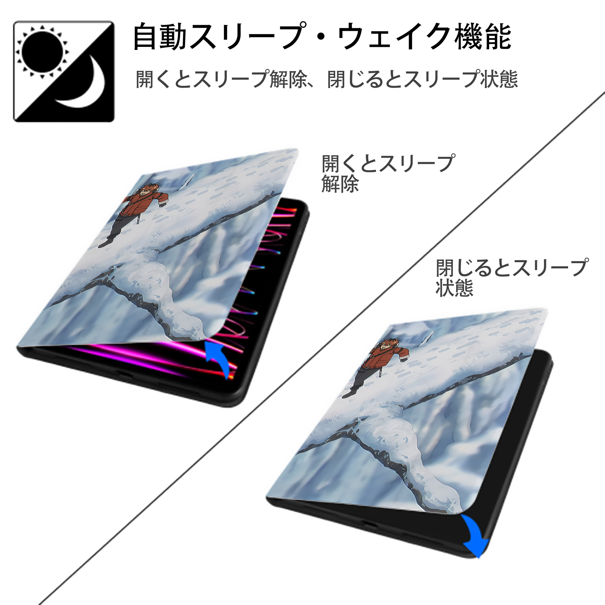 葬送のフリーレン Frieren IPad ケース ブック型 PUレザー TPU 耐衝撃 軽量 薄型 ペン収納なし 全面保護 IPad 各モデル対応