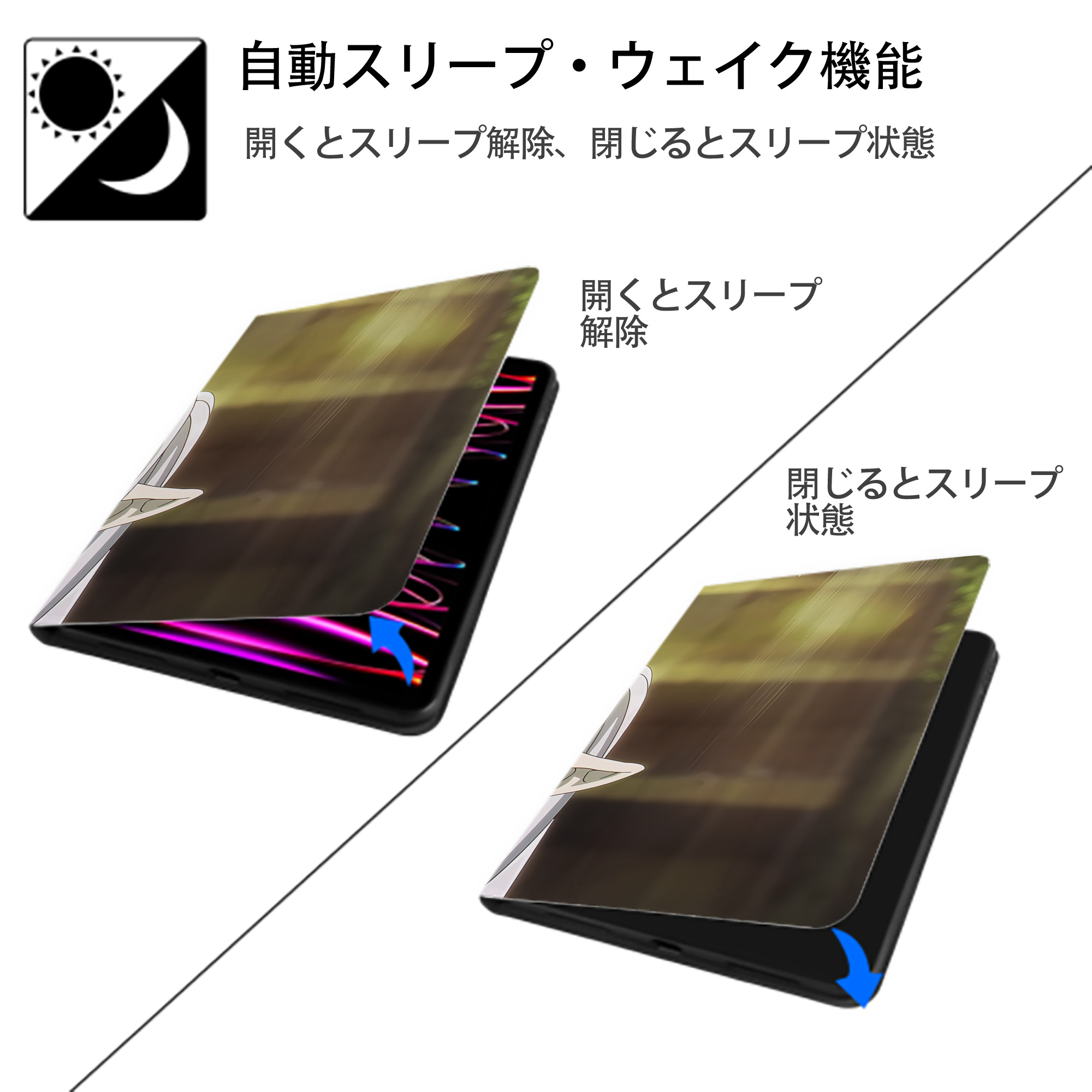 葬送のフリーレン Frieren IPad ケース ブック型 PUレザー TPU 耐衝撃 軽量 薄型 ペン収納なし 全面保護 IPad 各モデル対応