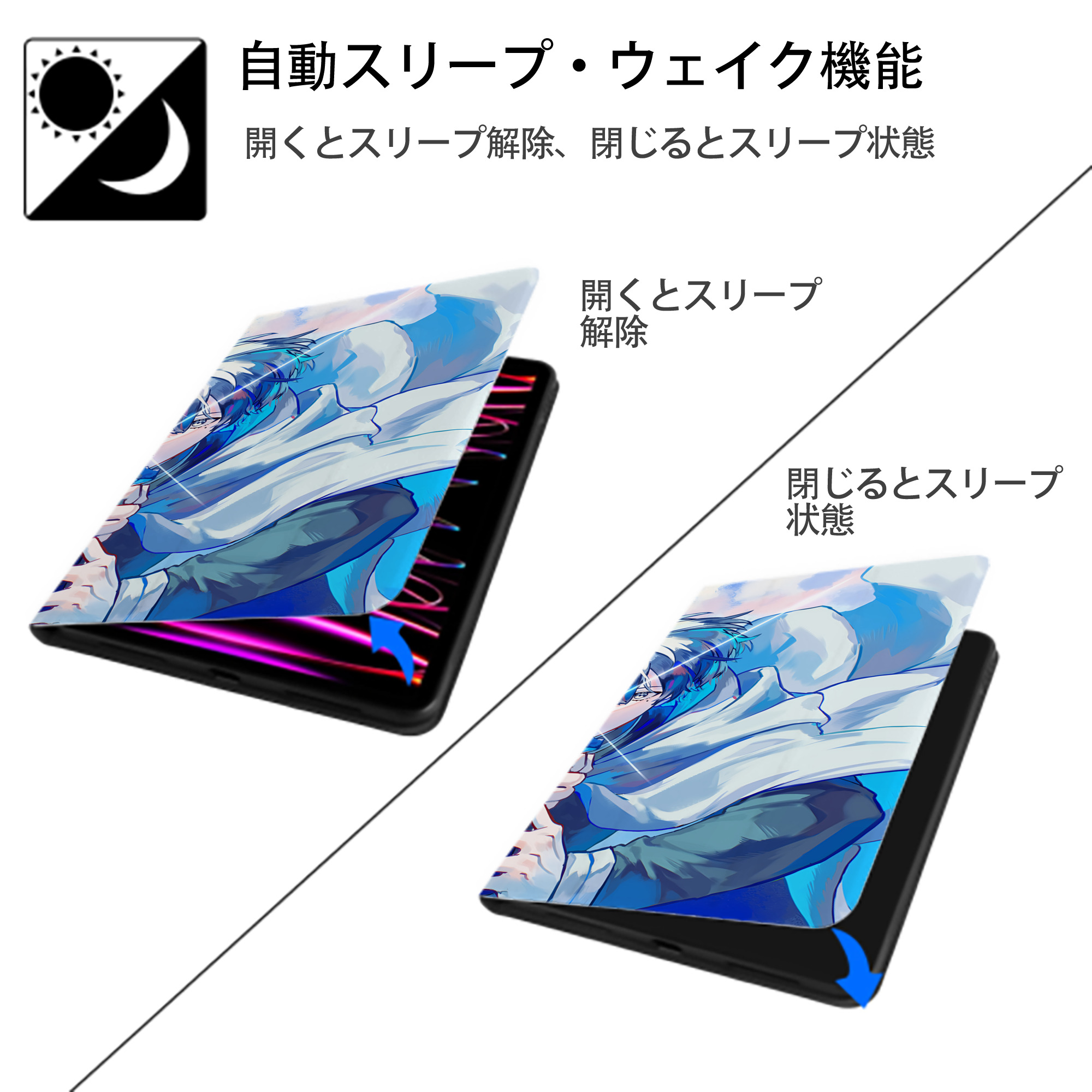 葬送のフリーレン Frieren IPad ケース ブック型 PUレザー TPU 耐衝撃 軽量 薄型 ペン収納なし 全面保護 IPad 各モデル対応