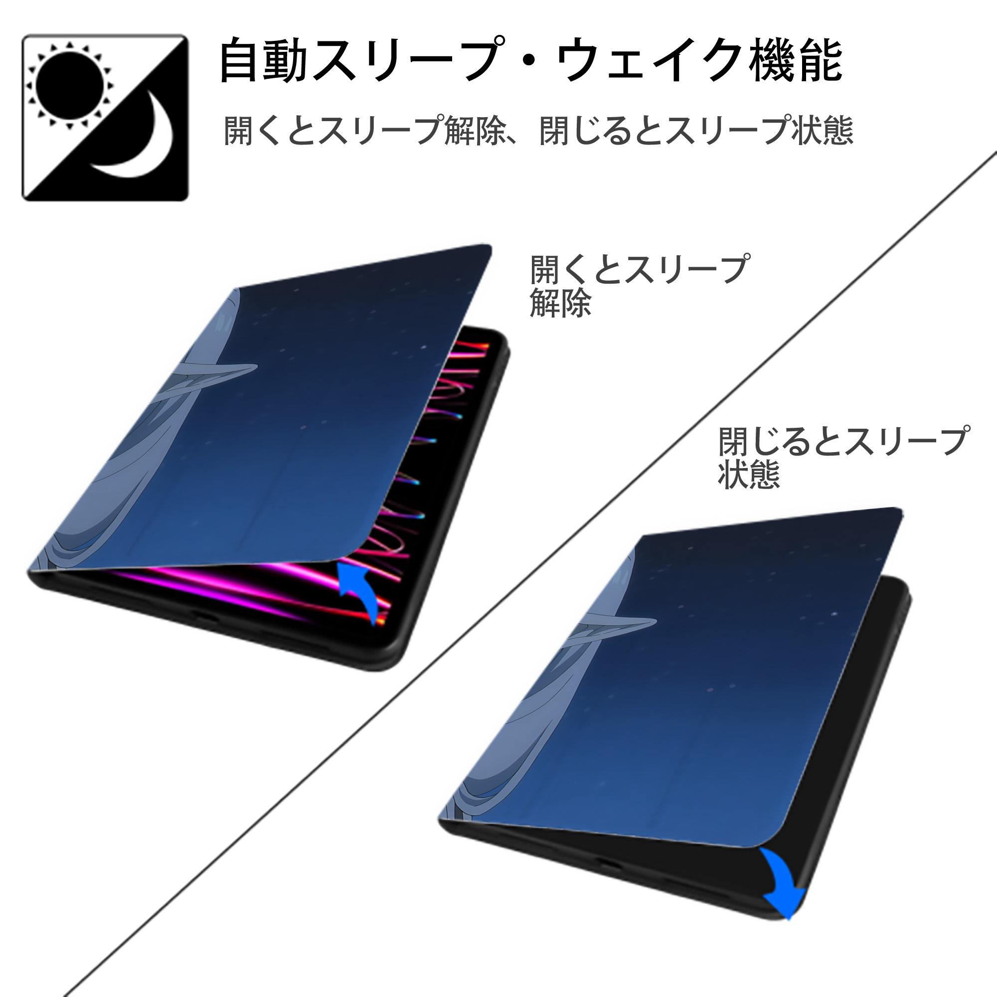葬送のフリーレン Frieren IPad ケース ブック型 PUレザー TPU 耐衝撃 軽量 薄型 ペン収納なし 全面保護 IPad 各モデル対応