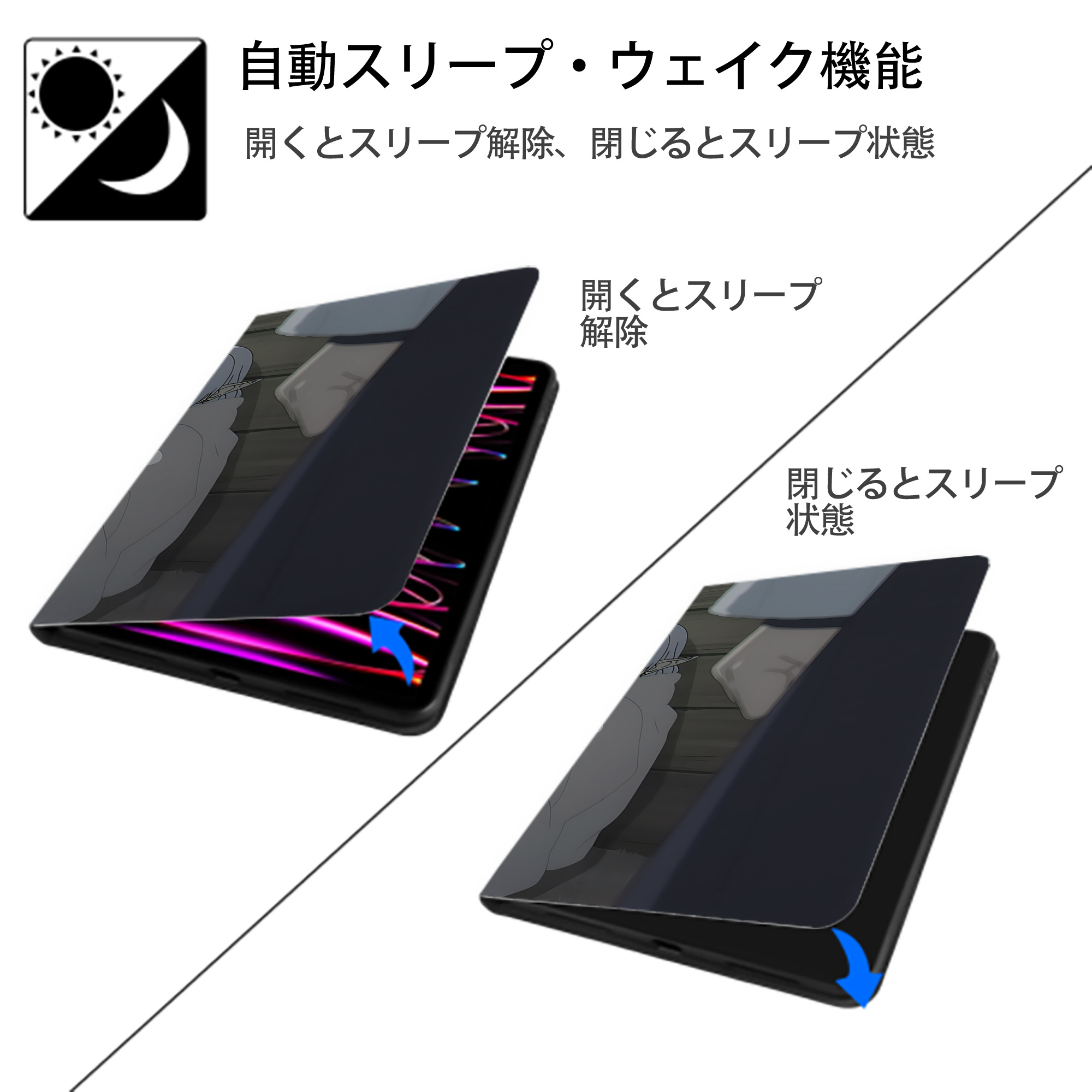 葬送のフリーレン Frieren IPad ケース ブック型 PUレザー TPU 耐衝撃 軽量 薄型 ペン収納なし 全面保護 IPad 各モデル対応