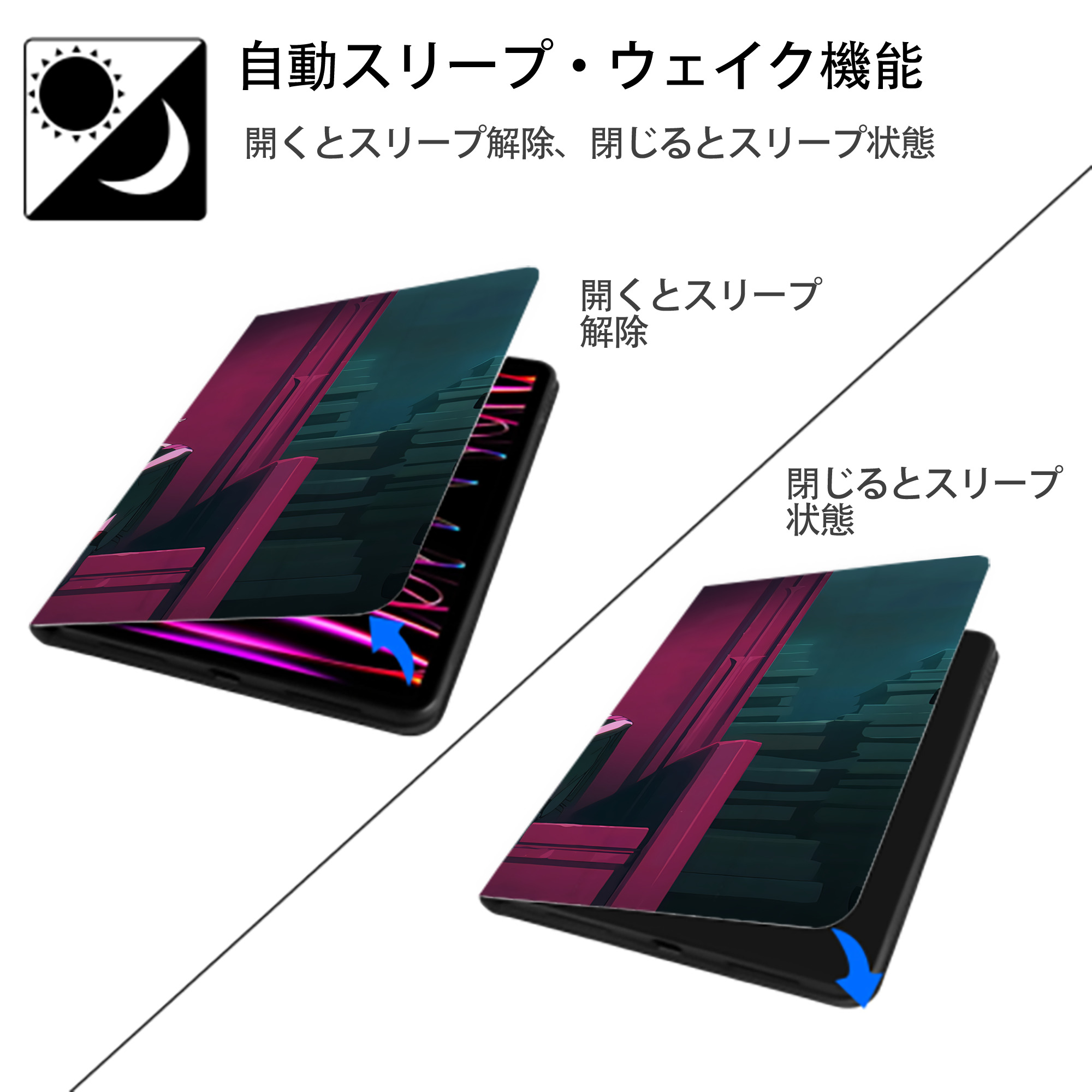 葬送のフリーレン Frieren IPad ケース ブック型 PUレザー TPU 耐衝撃 軽量 薄型 ペン収納なし 全面保護 IPad 各モデル対応