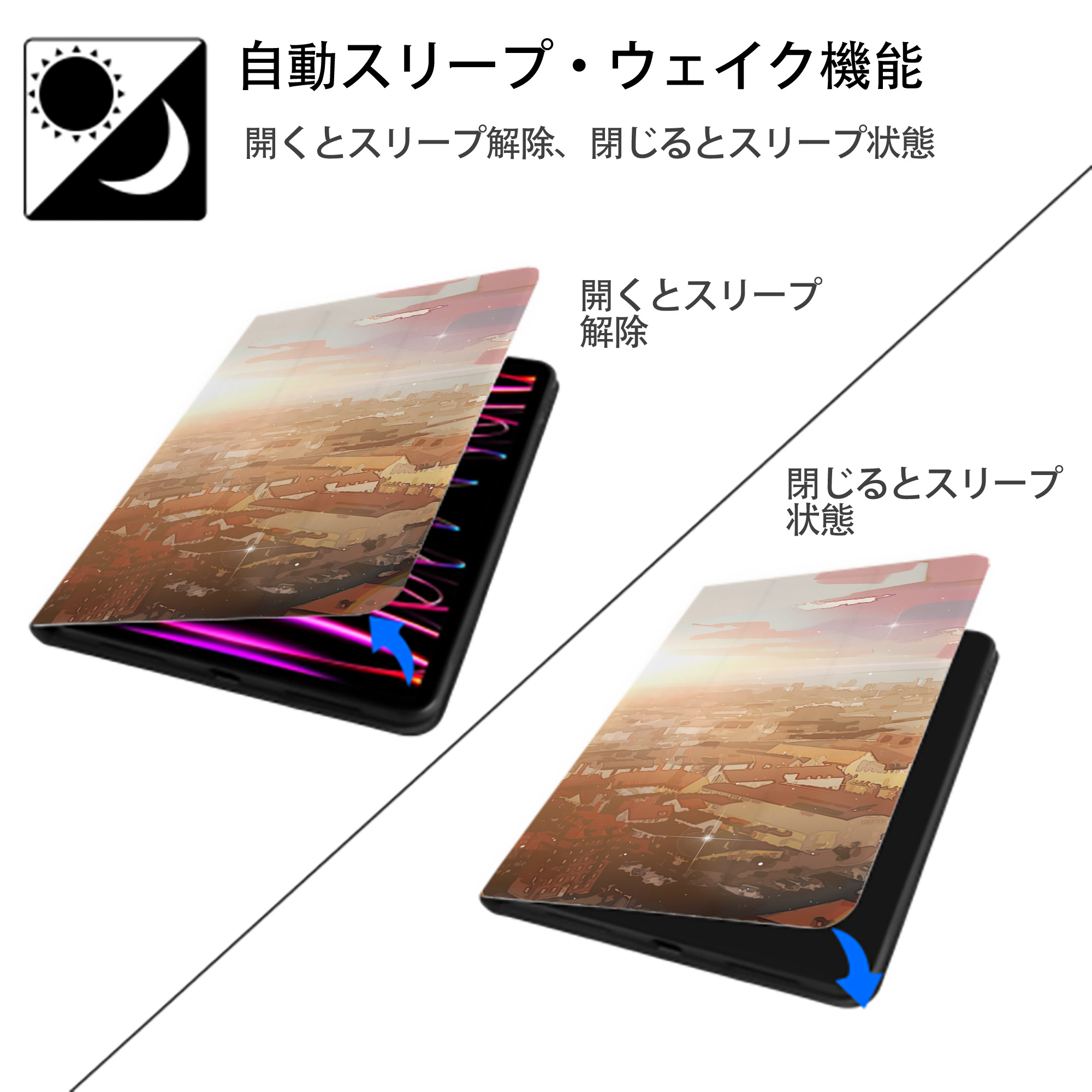 葬送のフリーレン Frieren IPad ケース ブック型 PUレザー TPU 耐衝撃 軽量 薄型 ペン収納なし 全面保護 IPad 各モデル対応