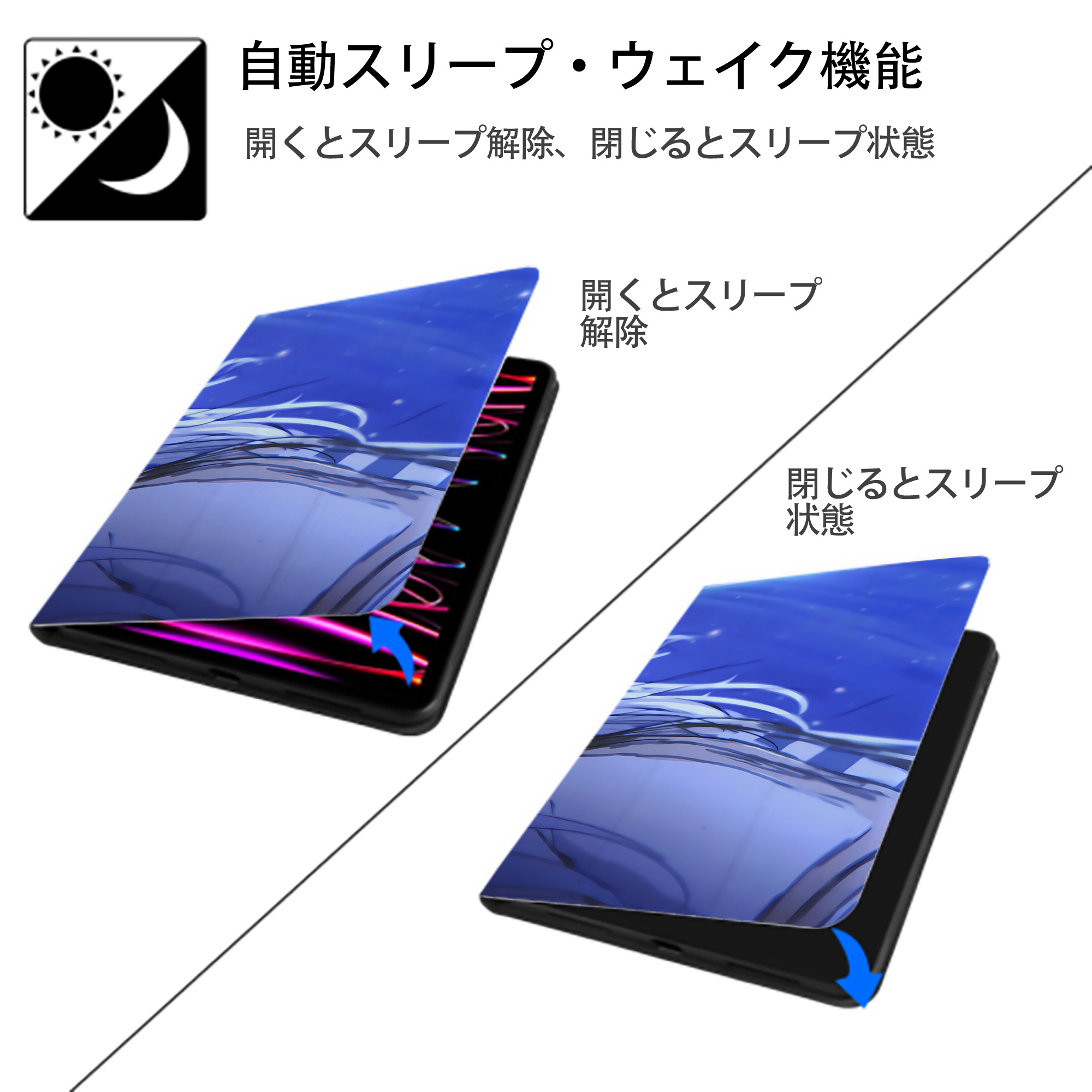 葬送のフリーレン Frieren IPad ケース ブック型 PUレザー TPU 耐衝撃 軽量 薄型 ペン収納なし 全面保護 IPad 各モデル対応