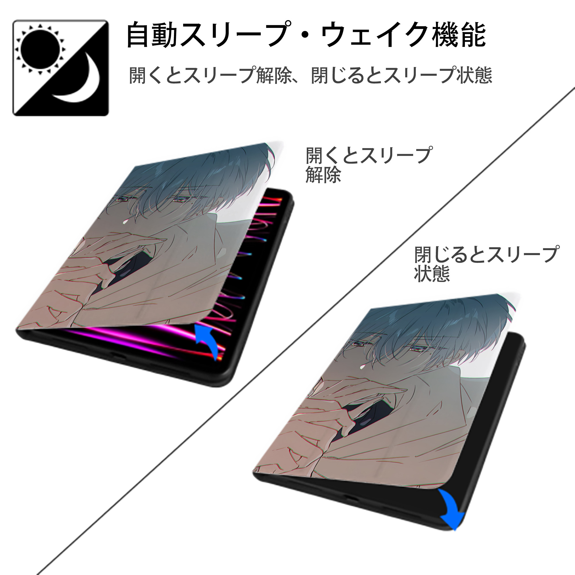 葬送のフリーレン Frieren IPad ケース ブック型 PUレザー TPU 耐衝撃 軽量 薄型 ペン収納なし 全面保護 IPad 各モデル対応