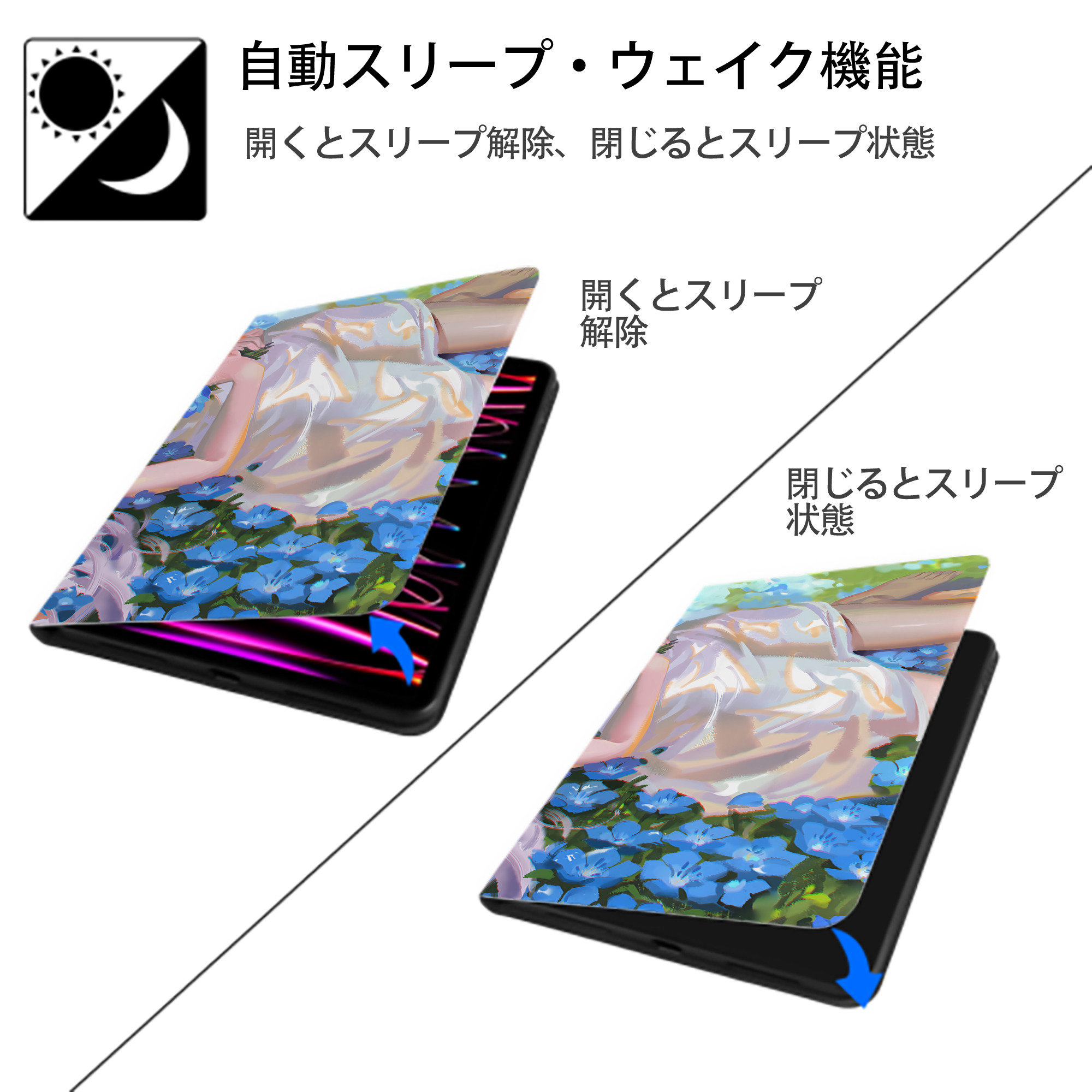 葬送のフリーレン Frieren IPadケース ペンホルダー付き ブックスタイルデザイン