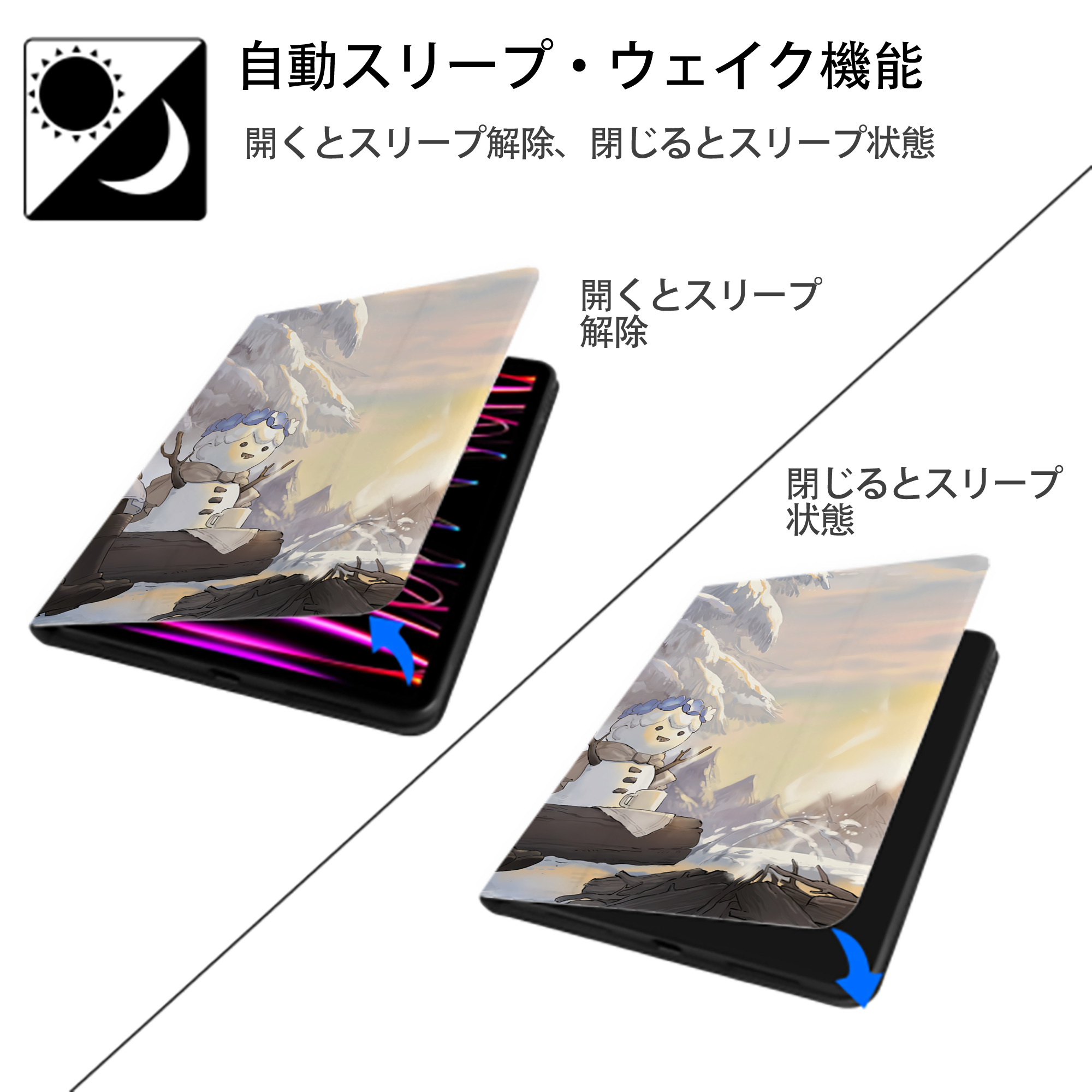 葬送のフリーレン Frieren IPadケース ペンホルダー付き ブックスタイルデザイン