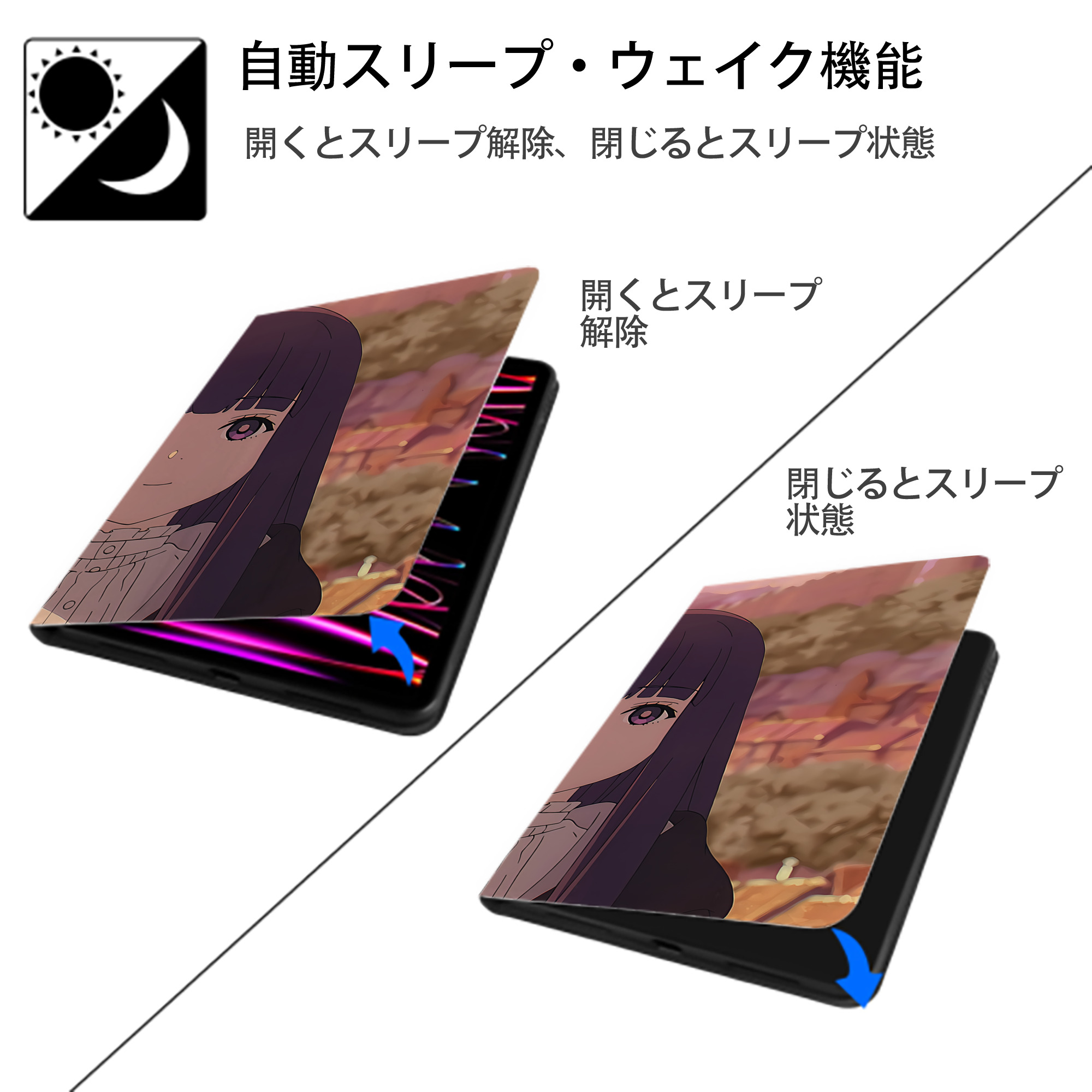 葬送のフリーレン Frieren IPadケース ペンホルダー付き ブックスタイルデザイン