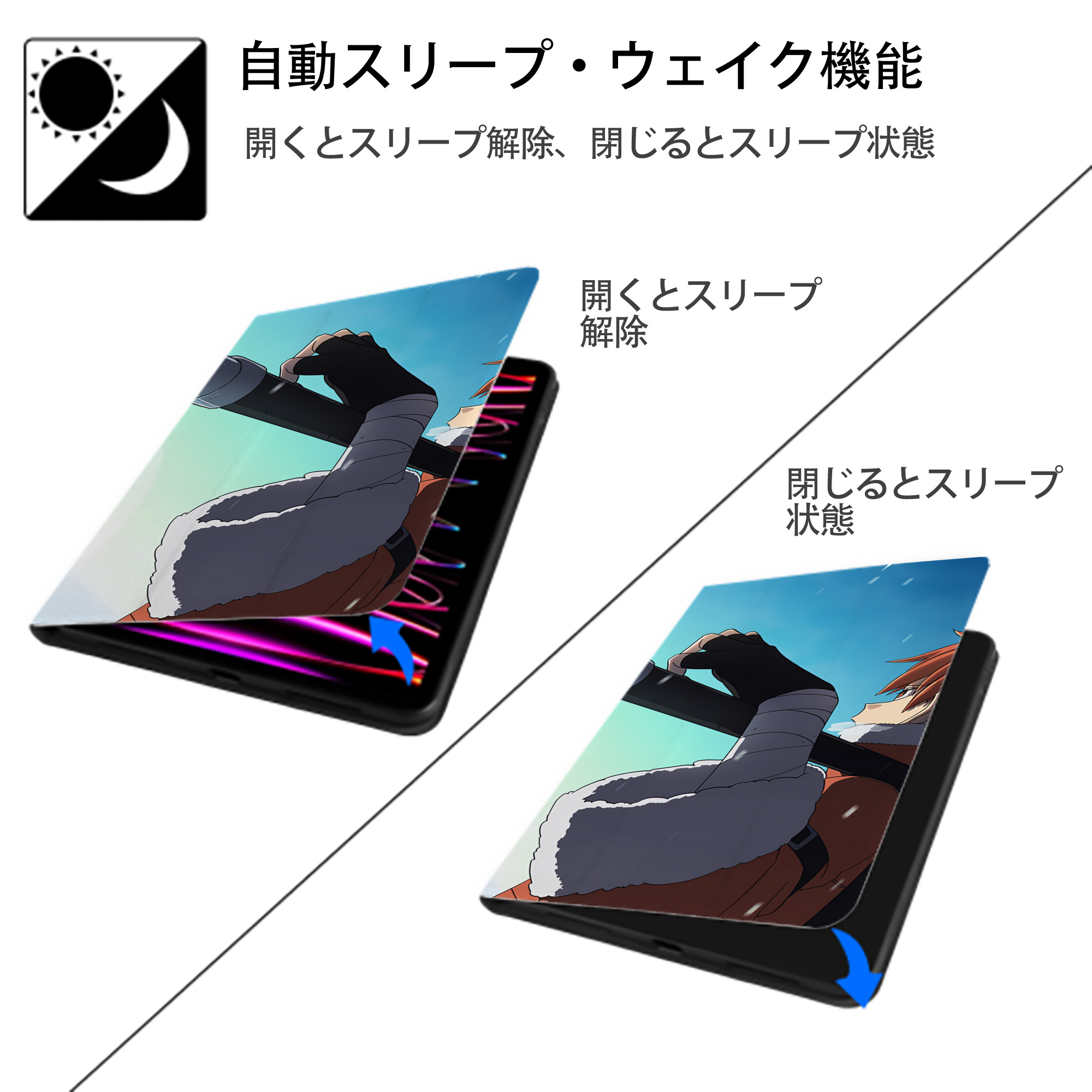 葬送のフリーレン Frieren IPadケース ペンホルダー付き ブックスタイルデザイン