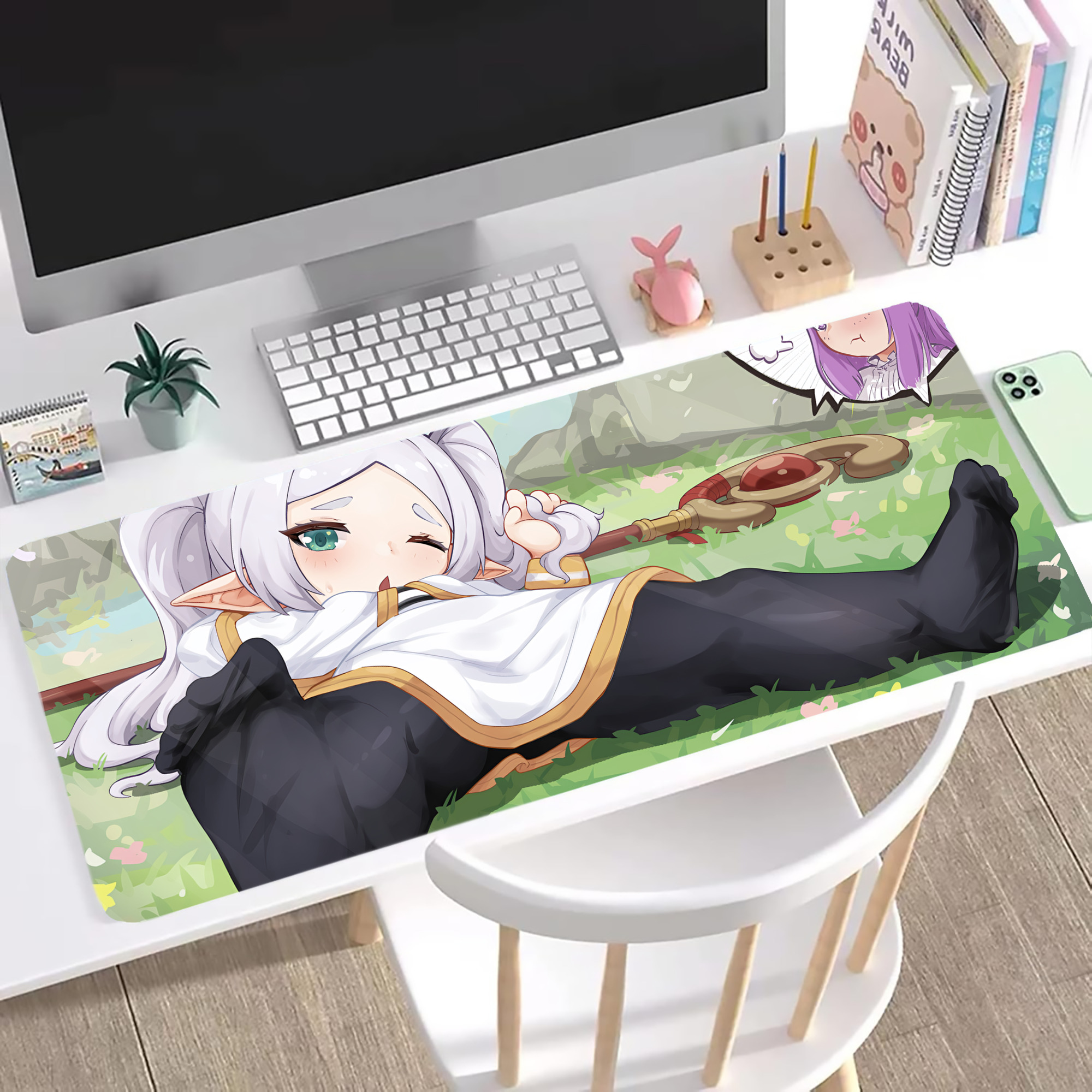 （画像用） 葬送のフリーレン Frieren ステッチ加工 大判デスクマット／滑り止めマウスパッド