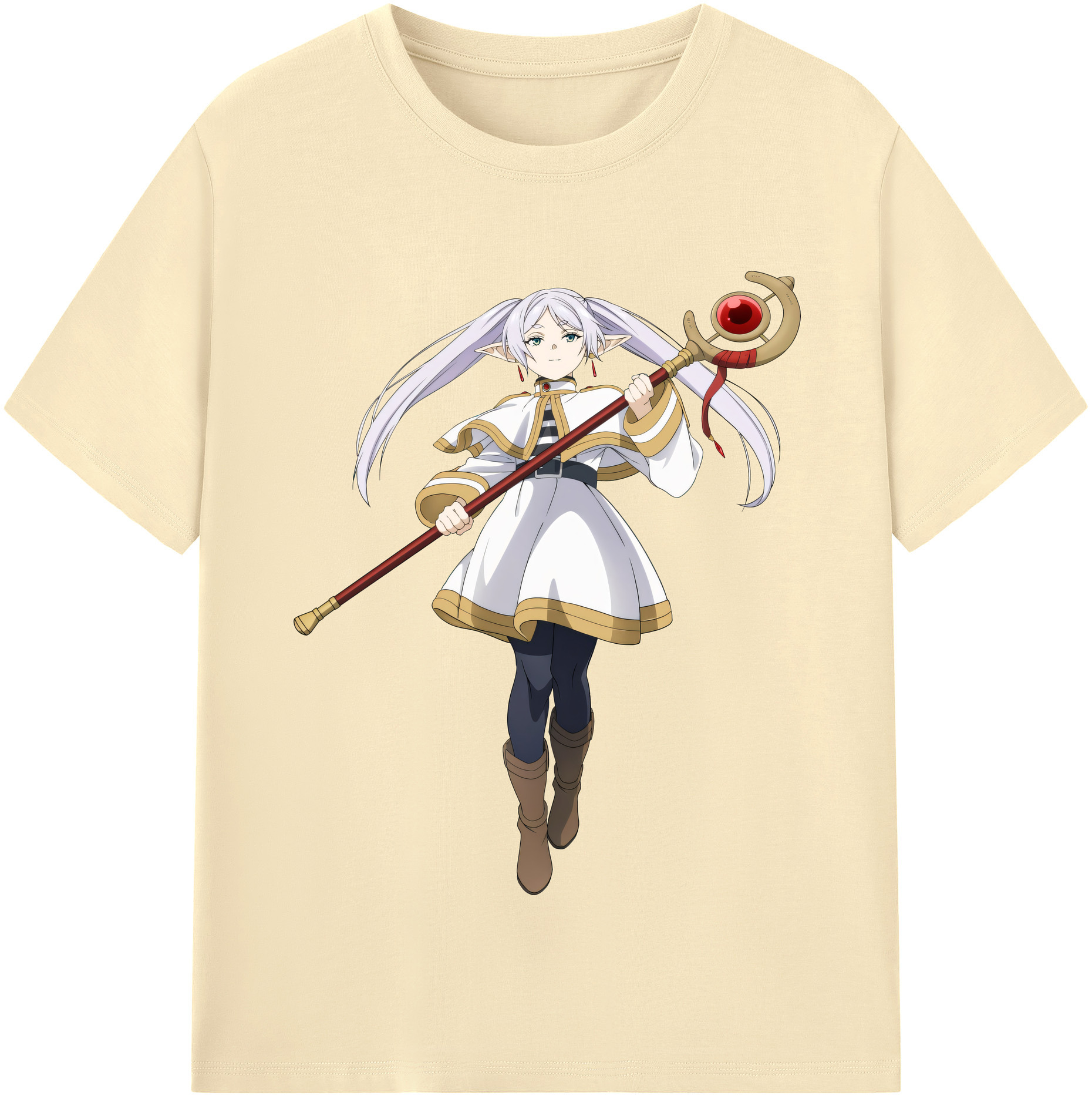 （画像用） 葬送のフリーレン Frieren 綿100％半袖Tシャツ（フロントプリント）