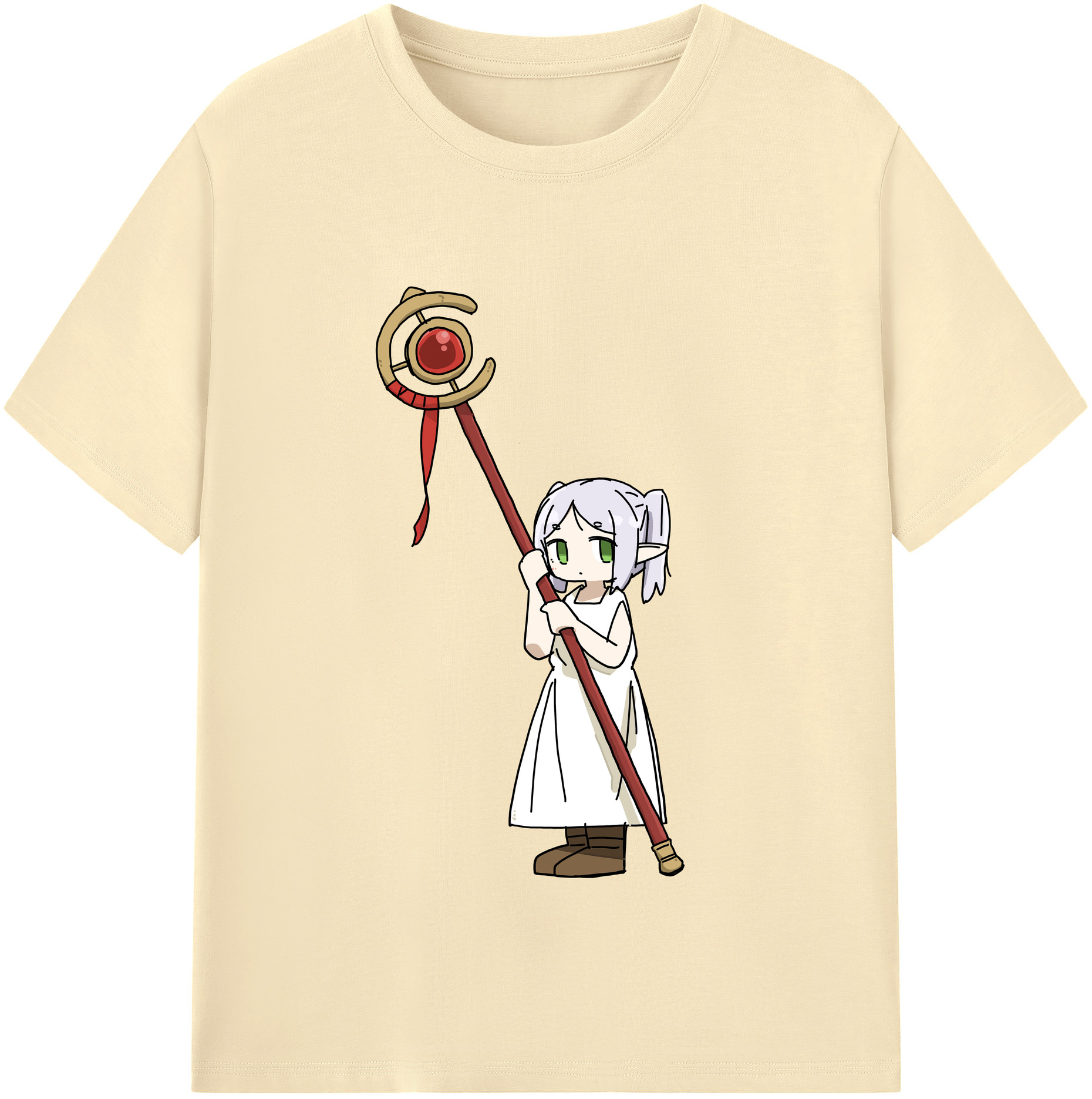 （画像用） 葬送のフリーレン Frieren 綿100％半袖Tシャツ（フロントプリント）