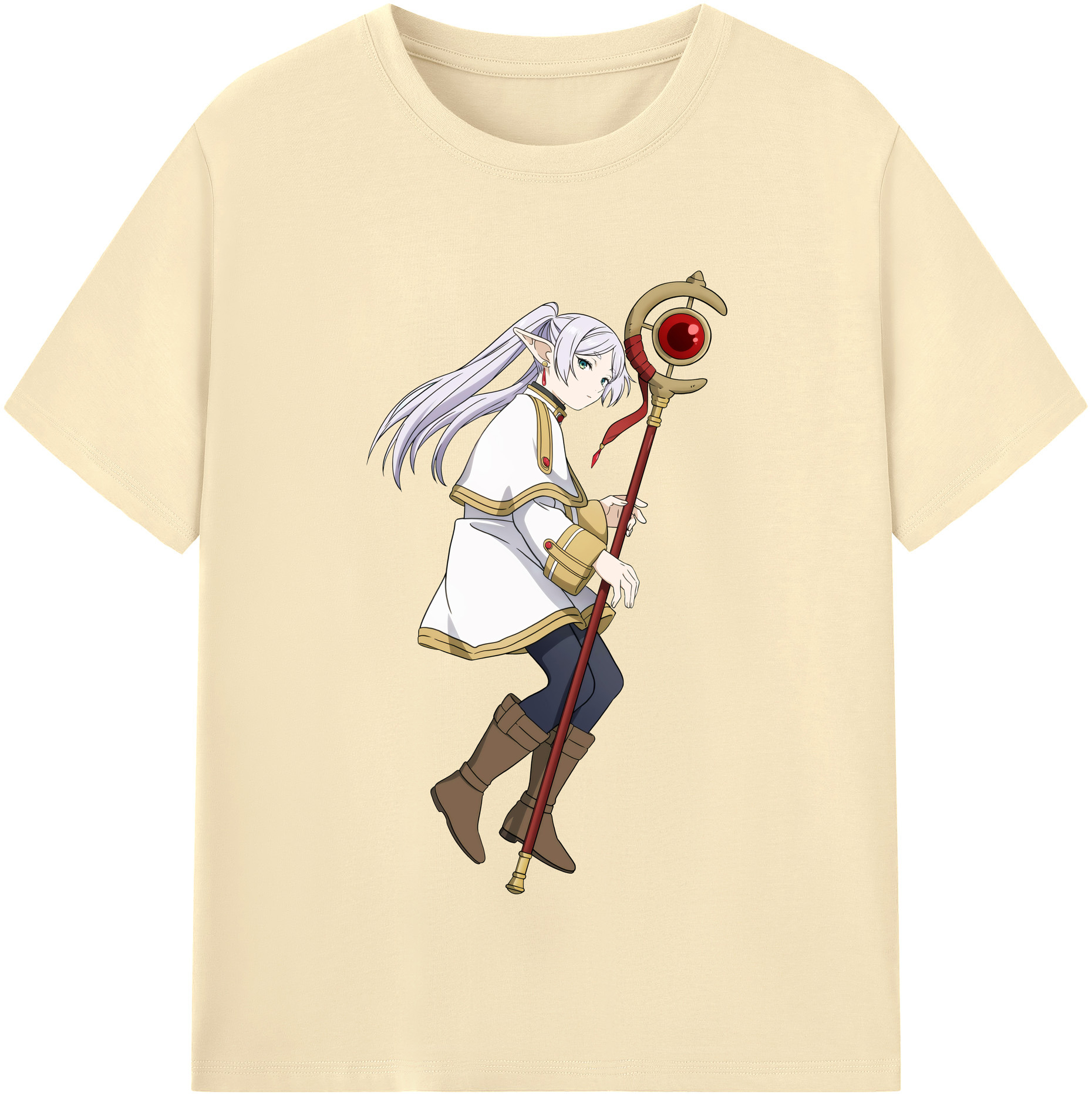 （画像用） 葬送のフリーレン Frieren 綿100％半袖Tシャツ（フロントプリント）
