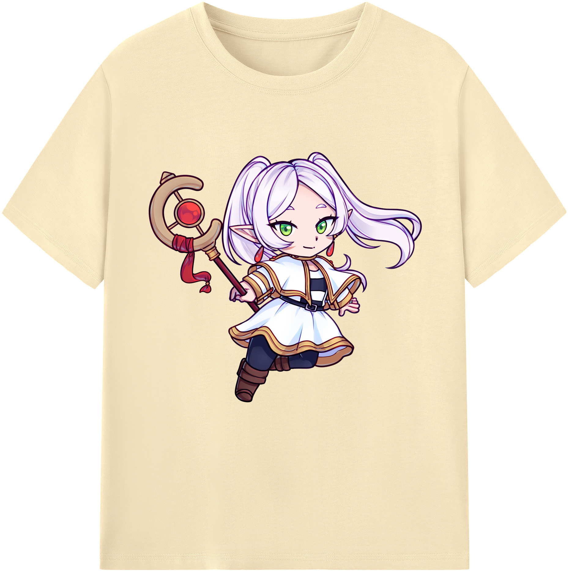 （画像用） 葬送のフリーレン Frieren 綿100％半袖Tシャツ（フロントプリント）