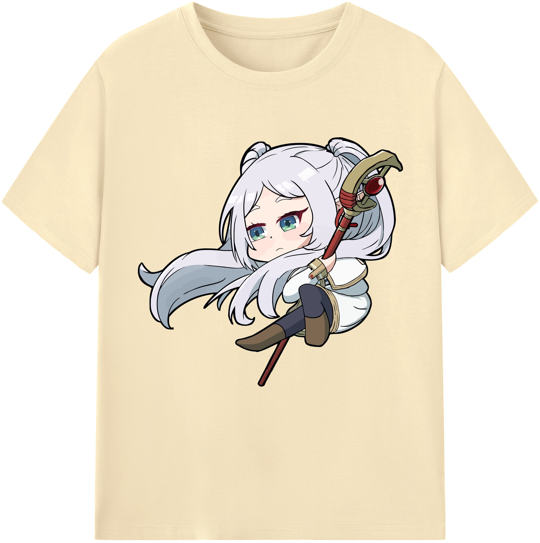 （画像用） 葬送のフリーレン Frieren 綿100％半袖Tシャツ（フロントプリント）
