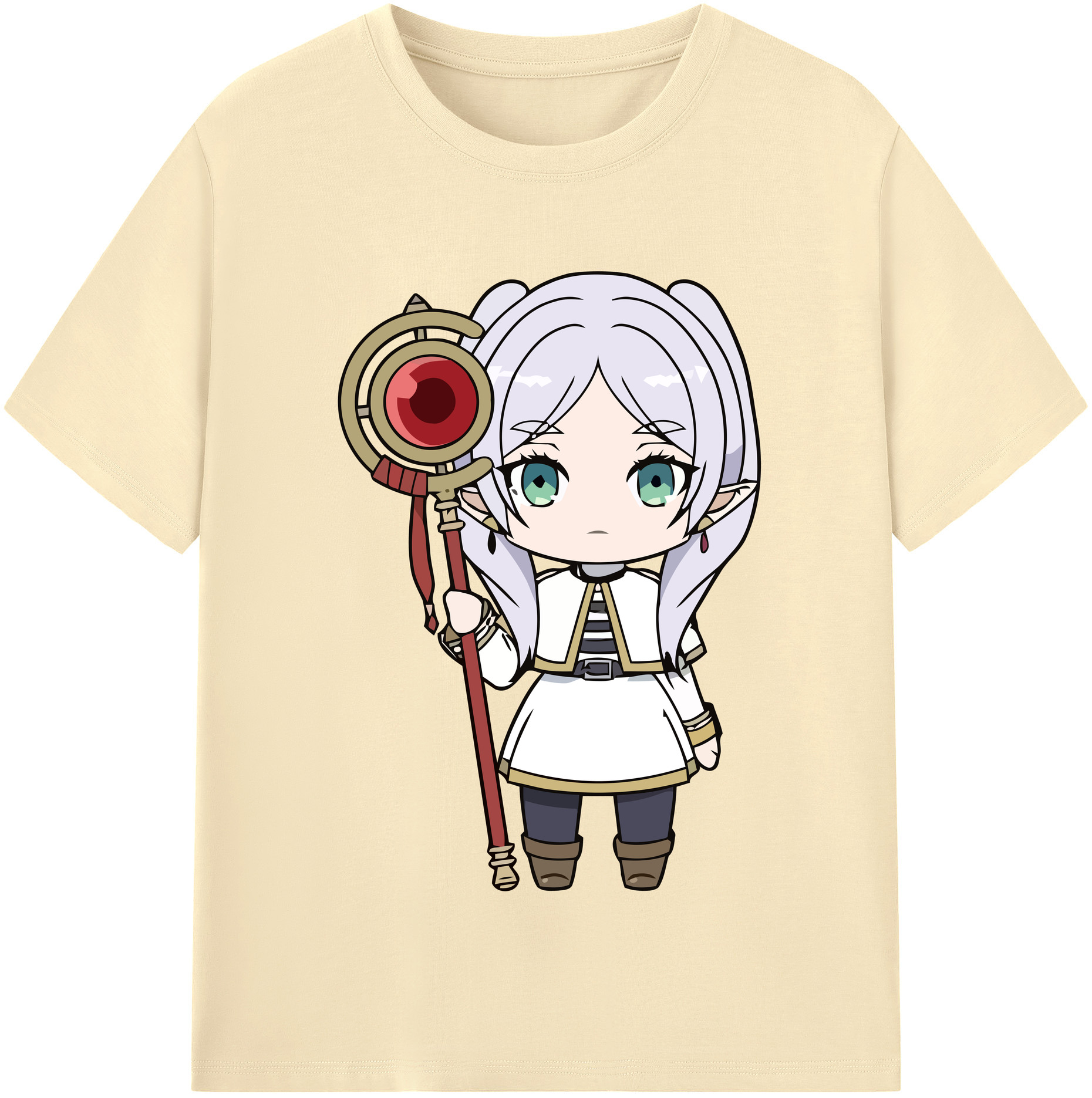 （画像用） 葬送のフリーレン Frieren 綿100％半袖Tシャツ（フロントプリント）