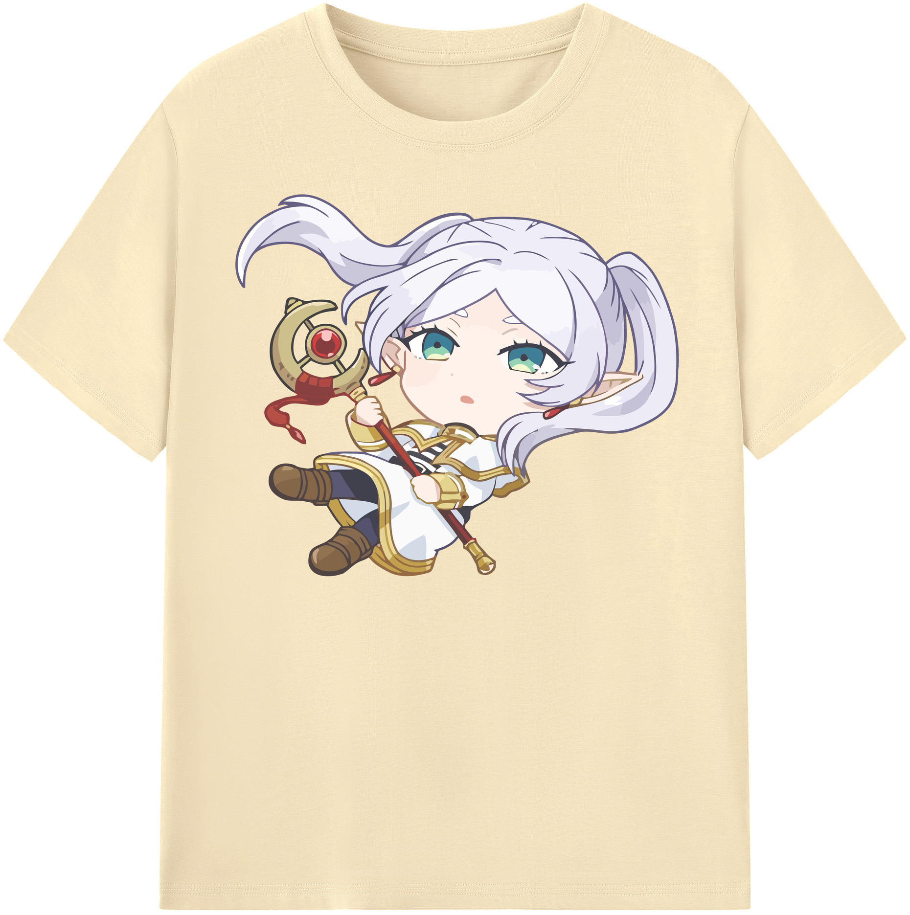 （画像用） 葬送のフリーレン Frieren 綿100％半袖Tシャツ（フロントプリント）