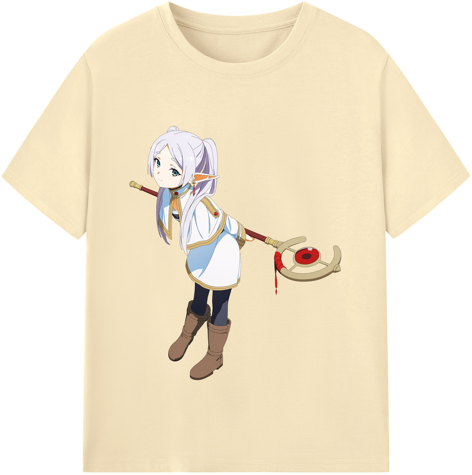 （画像用） 葬送のフリーレン Frieren 綿100％半袖Tシャツ（フロントプリント）