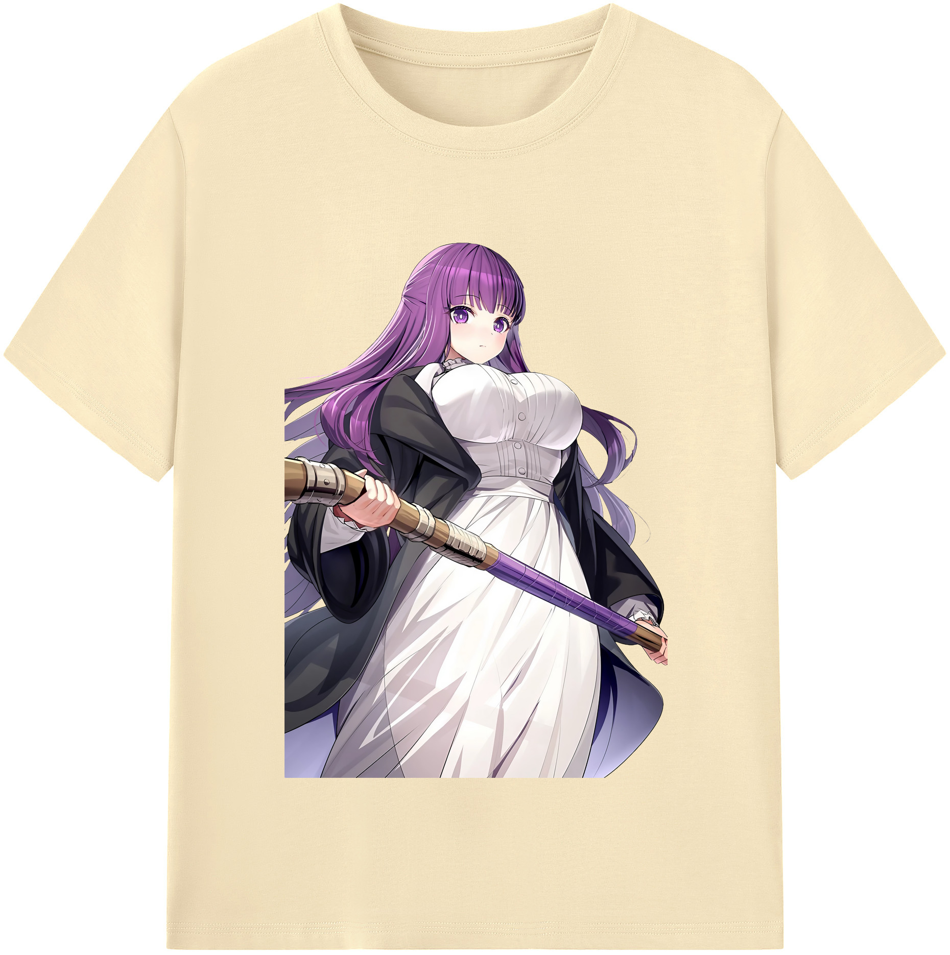 （画像用） 葬送のフリーレン Frieren 綿100％半袖Tシャツ（フロントプリント）