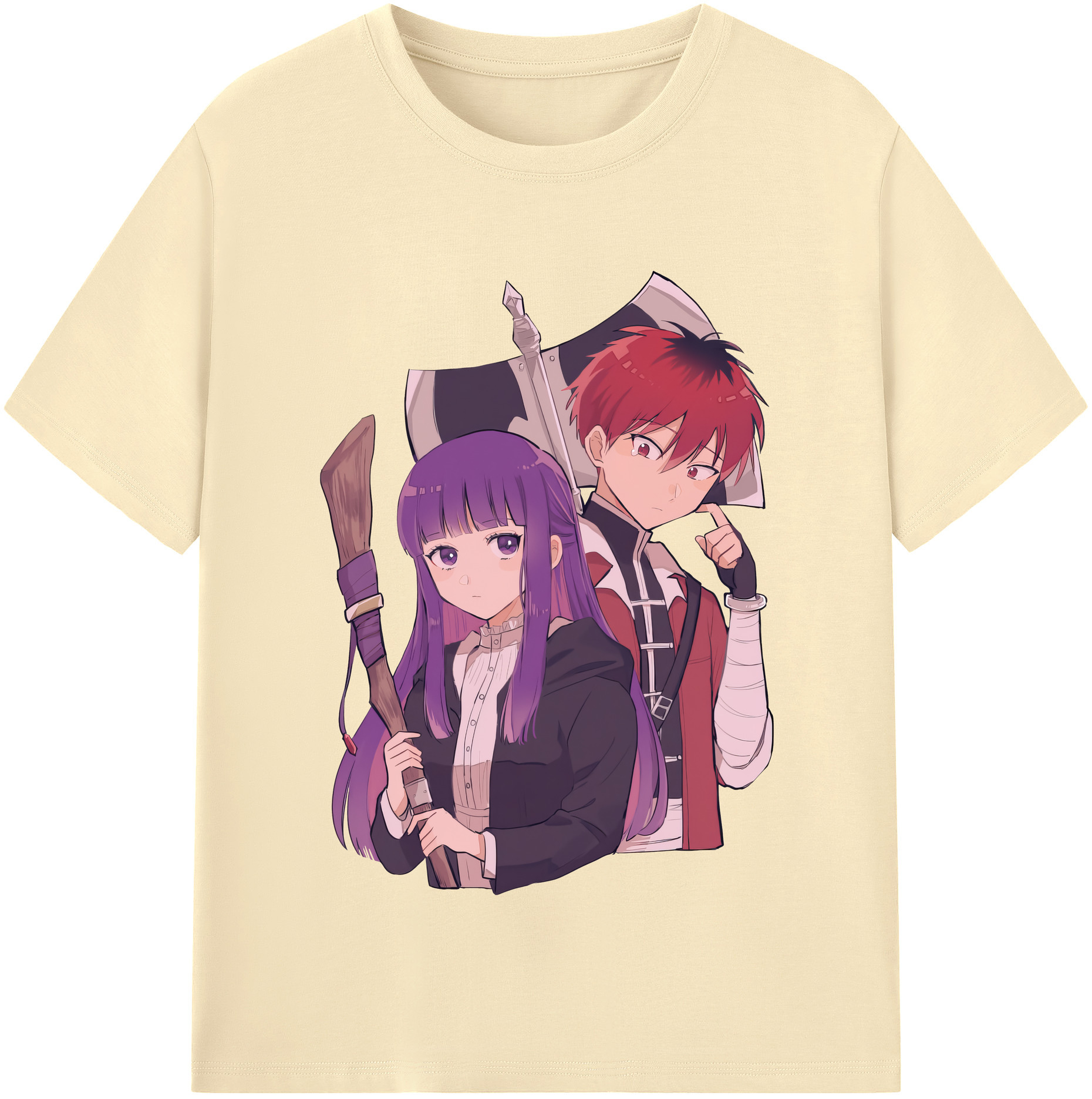 （画像用） 葬送のフリーレン Frieren 綿100％半袖Tシャツ（フロントプリント）