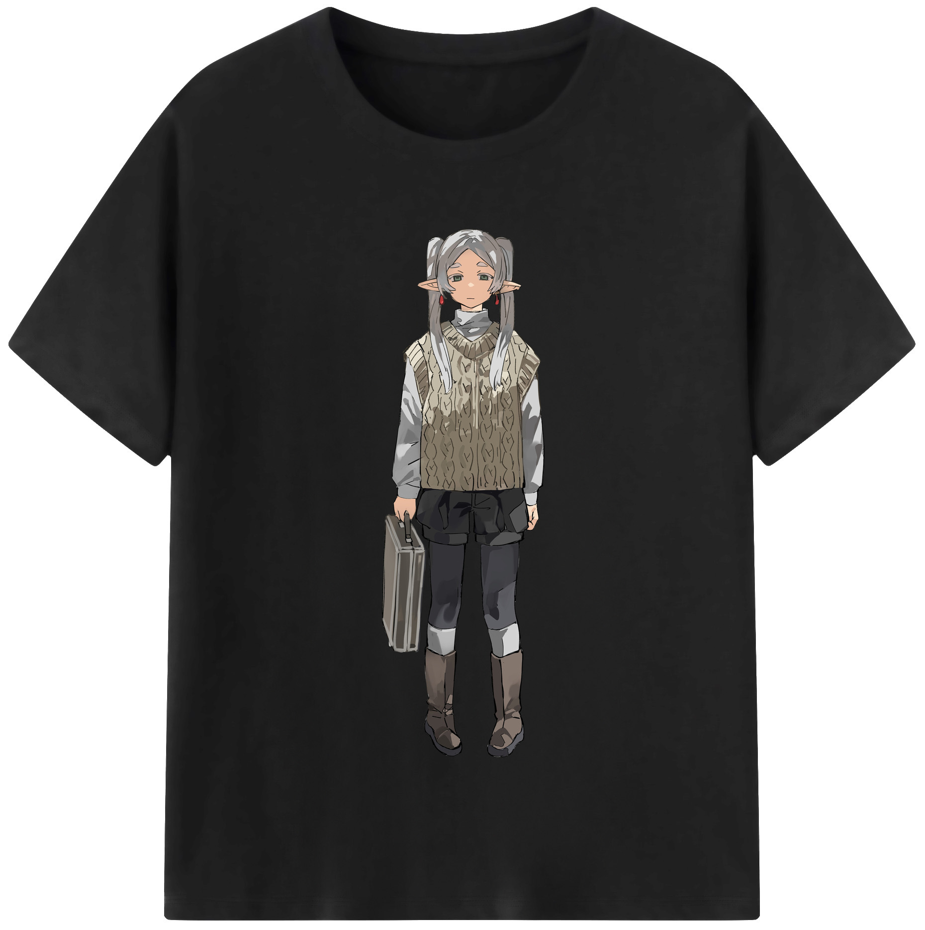 （画像用） 葬送のフリーレン Frieren 綿100％半袖Tシャツ（フロントプリント）