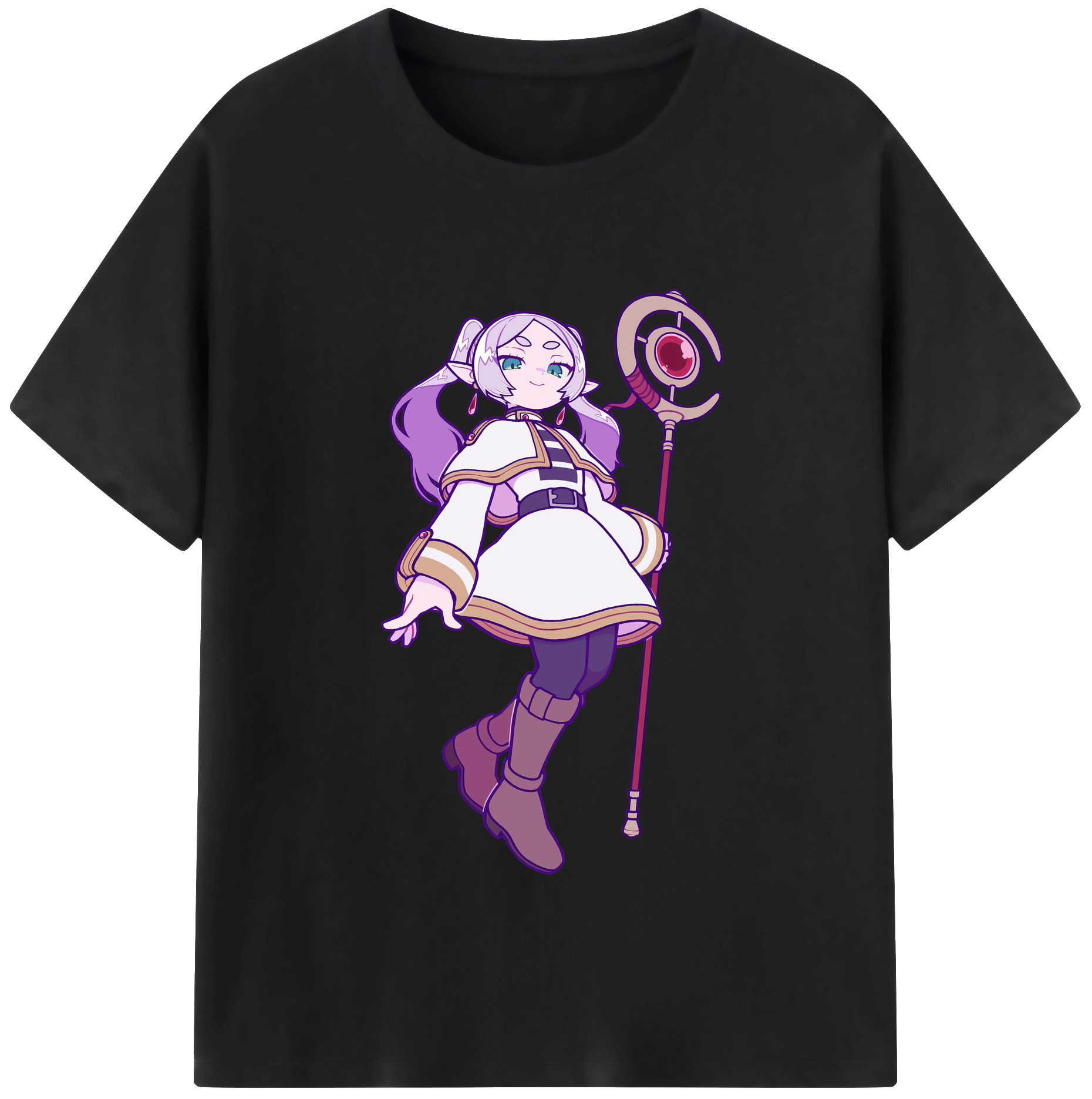 （画像用） 葬送のフリーレン Frieren 綿100％半袖Tシャツ（フロントプリント）
