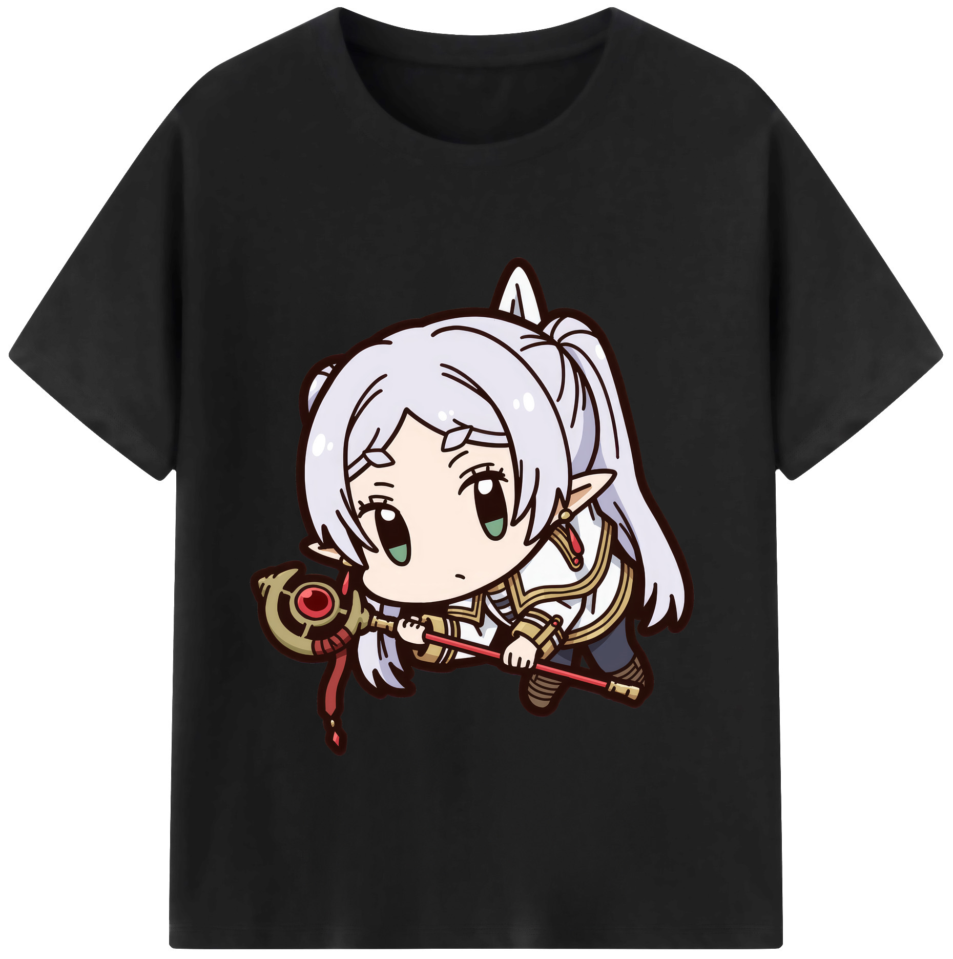 （画像用） 葬送のフリーレン Frieren 綿100％半袖Tシャツ（フロントプリント）
