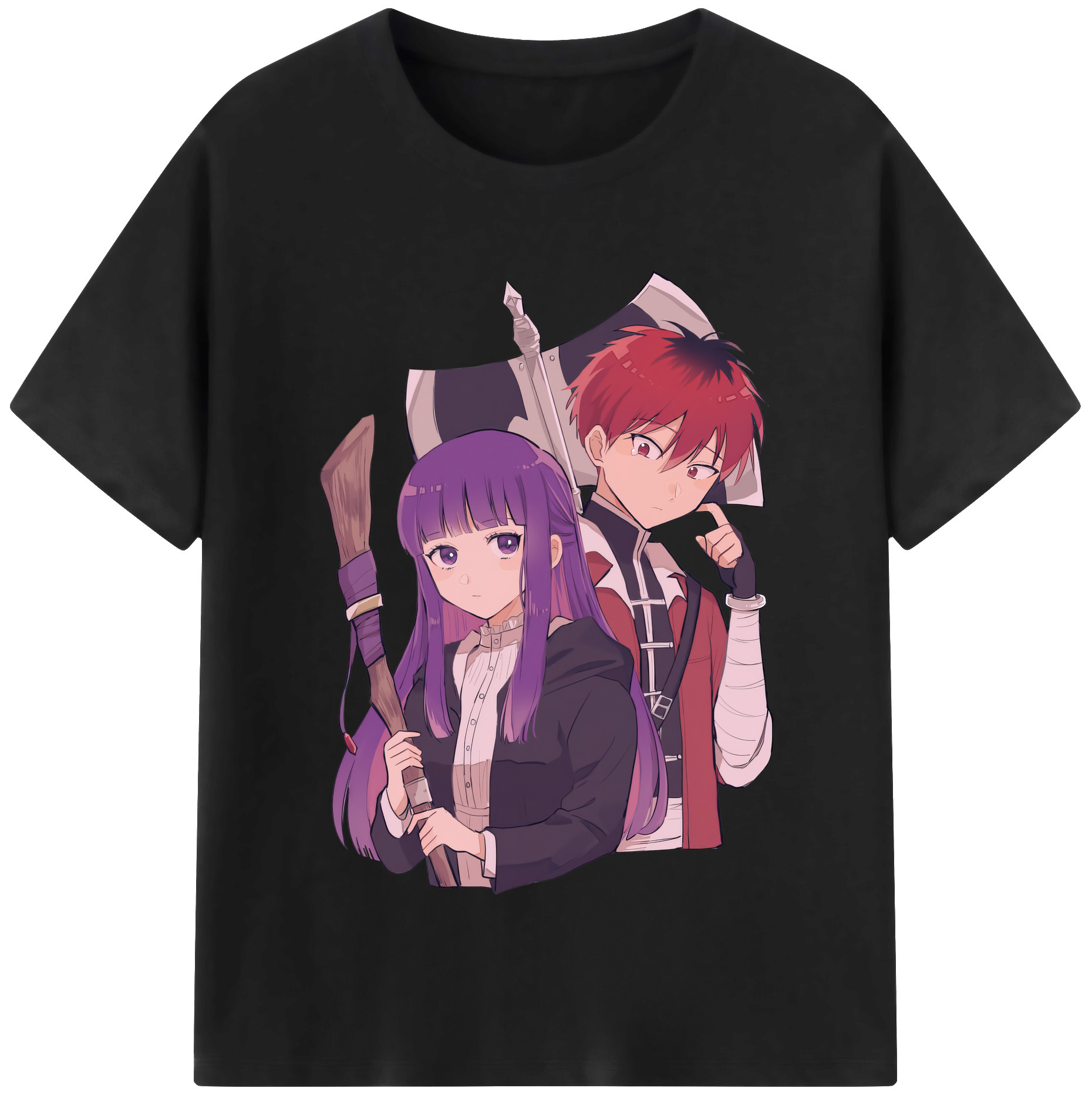 （画像用） 葬送のフリーレン Frieren 綿100％半袖Tシャツ（フロントプリント）
