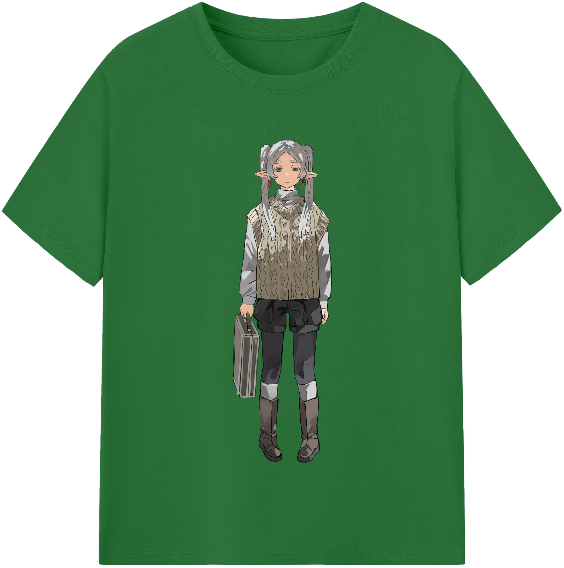 （画像用） 葬送のフリーレン Frieren 綿100％半袖Tシャツ（フロントプリント）