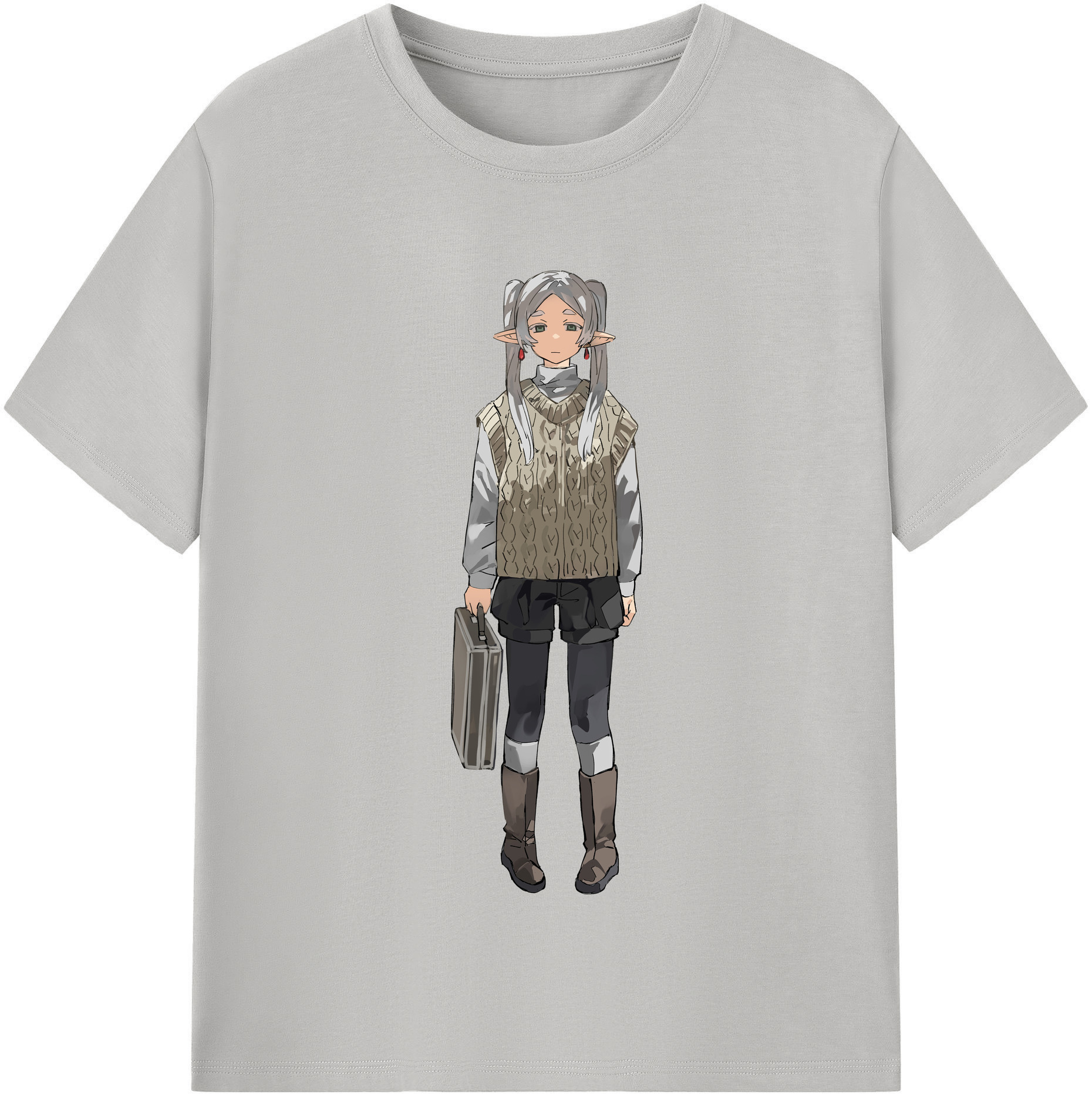 （画像用） 葬送のフリーレン Frieren 綿100％半袖Tシャツ（フロントプリント）