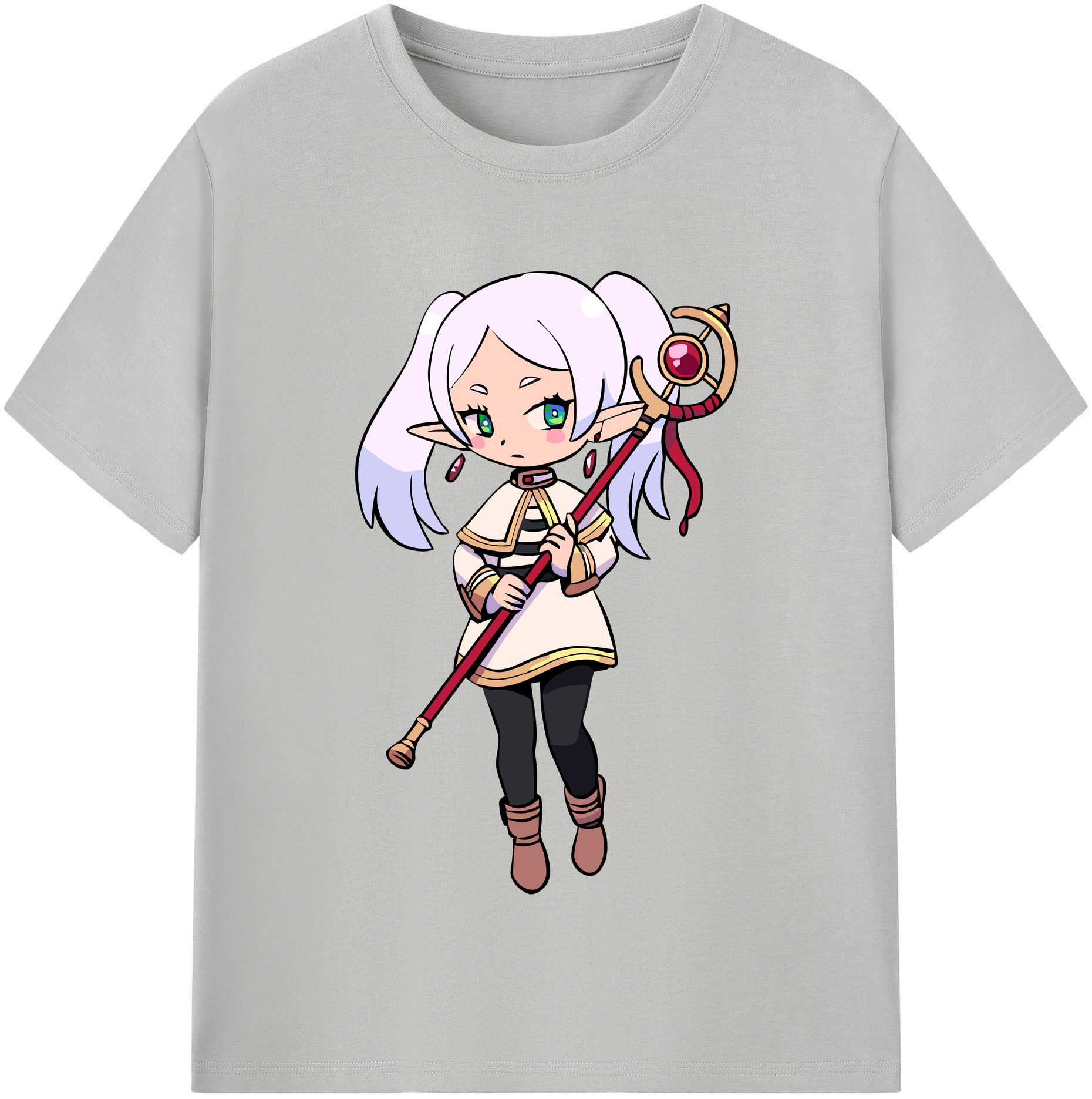 （画像用） 葬送のフリーレン Frieren 綿100％半袖Tシャツ（フロントプリント）