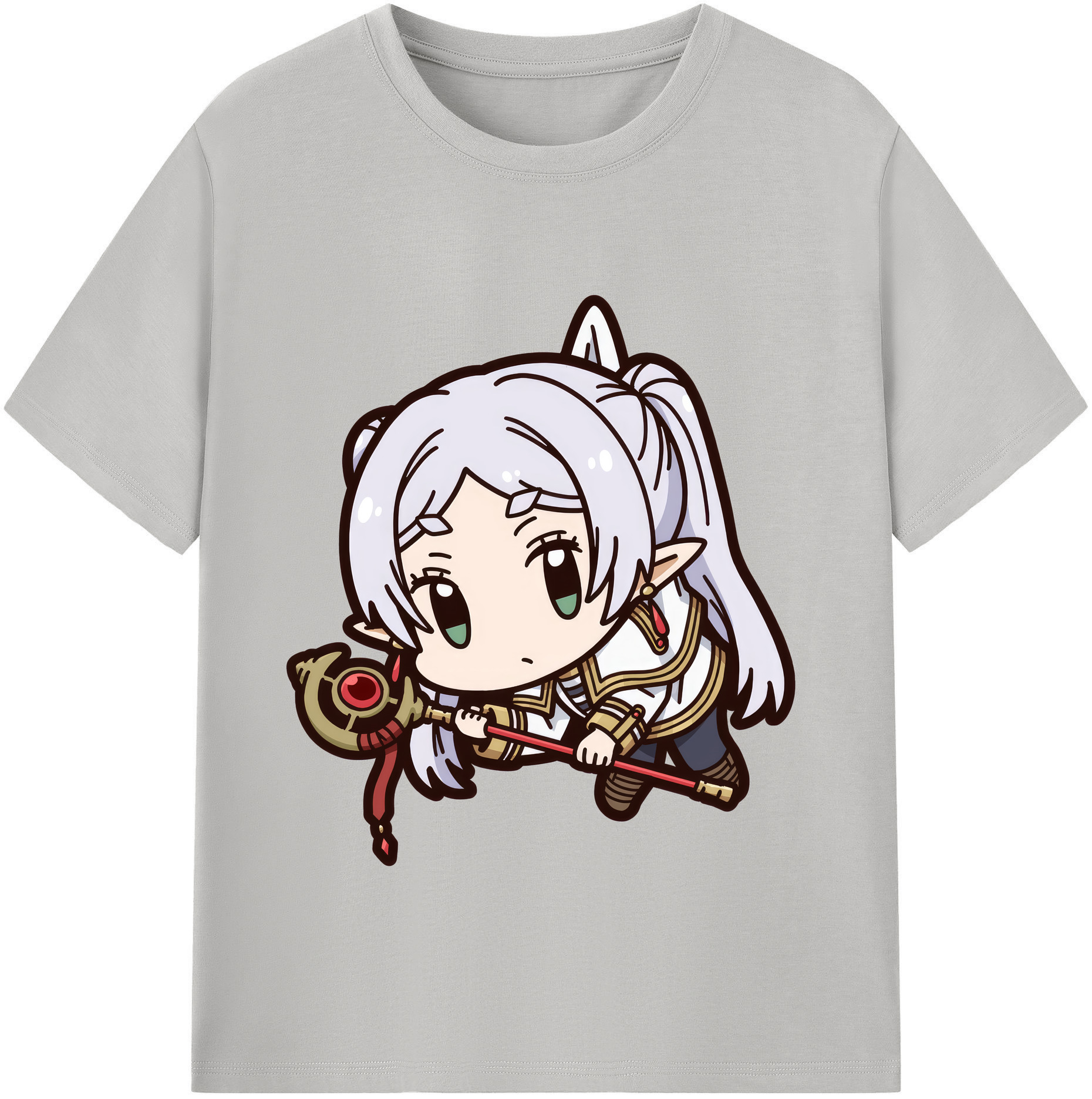 （画像用） 葬送のフリーレン Frieren 綿100％半袖Tシャツ（フロントプリント）