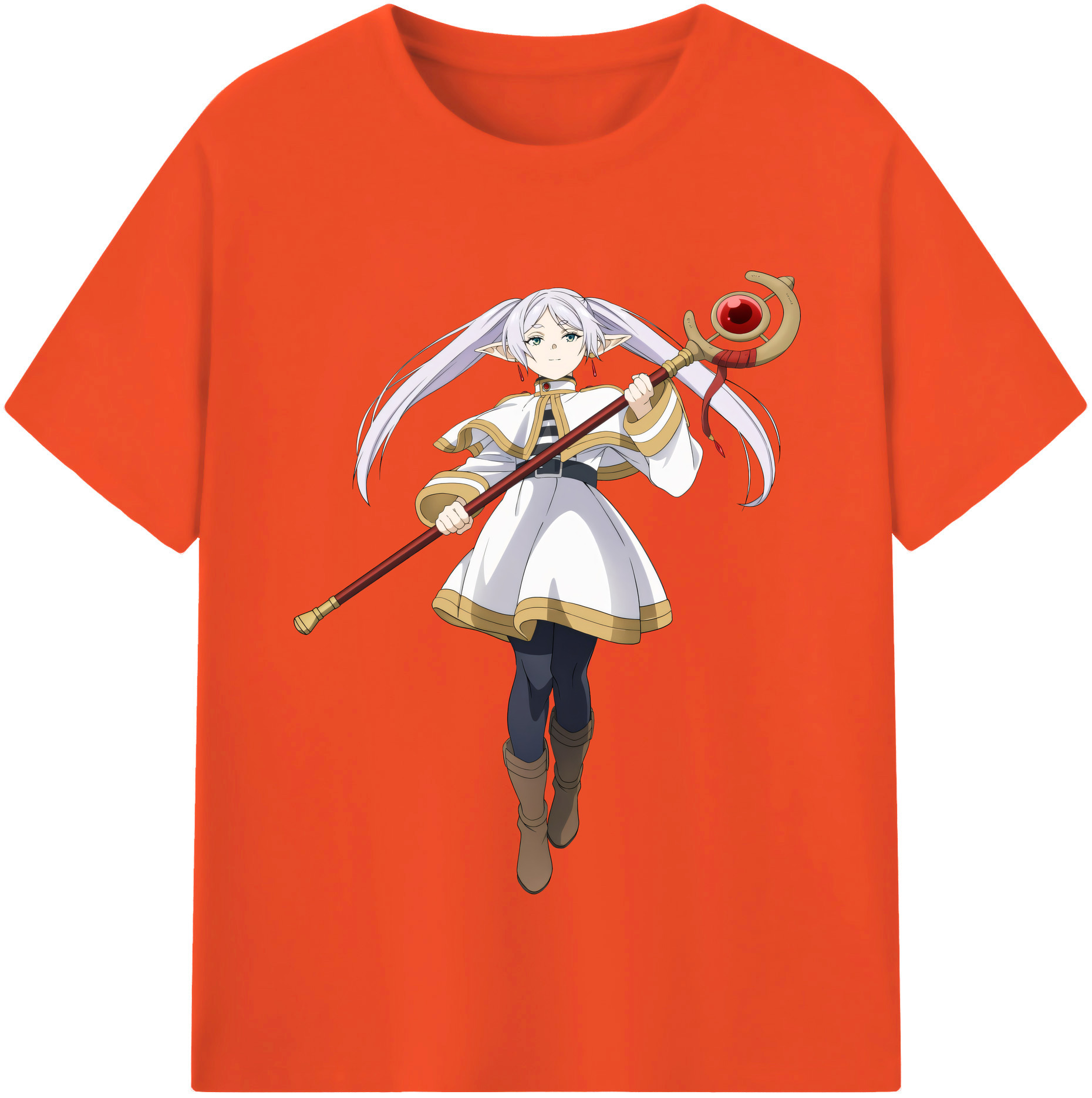 （画像用） 葬送のフリーレン Frieren 綿100％半袖Tシャツ（フロントプリント）