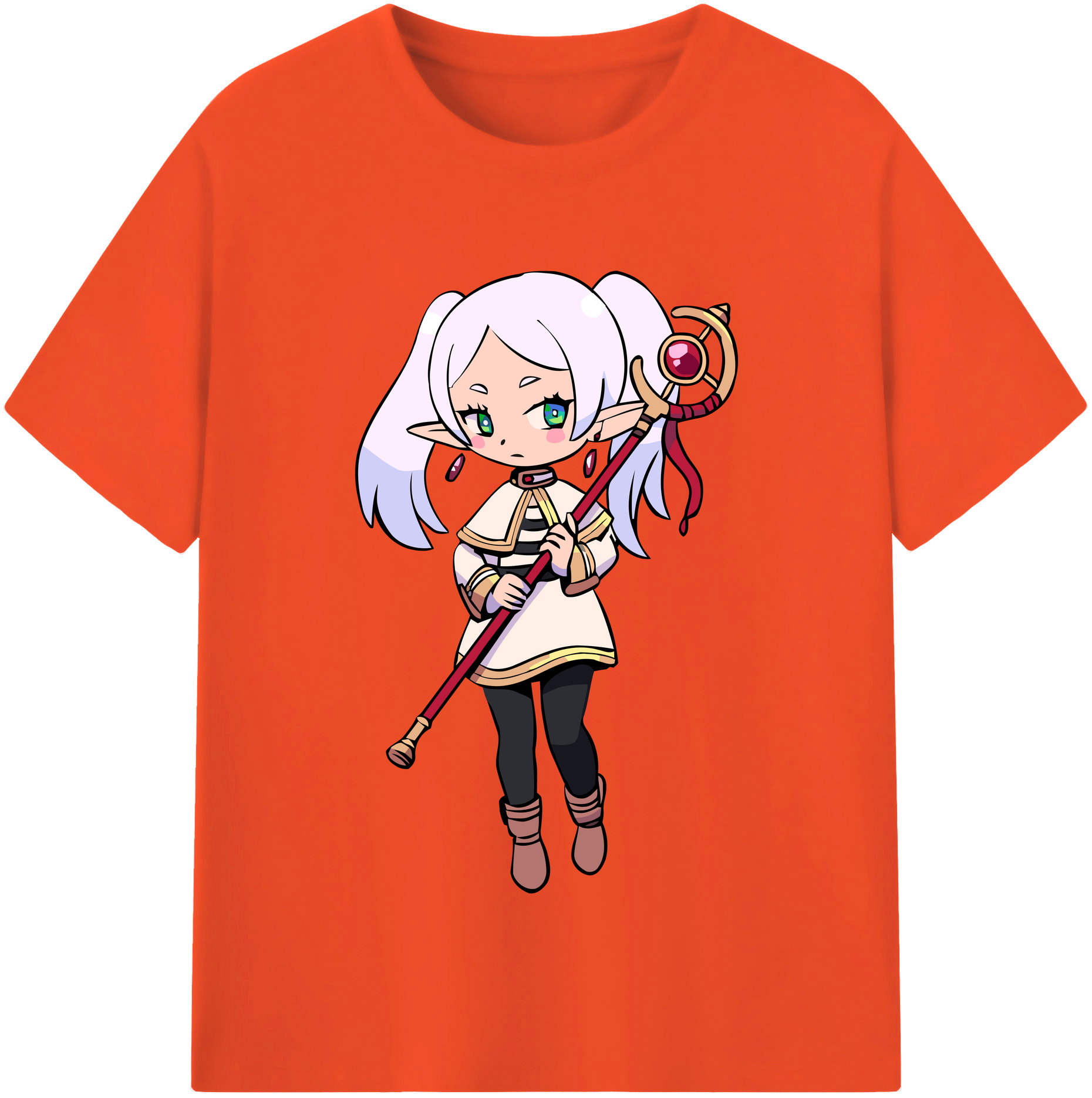 （画像用） 葬送のフリーレン Frieren 綿100％半袖Tシャツ（フロントプリント）